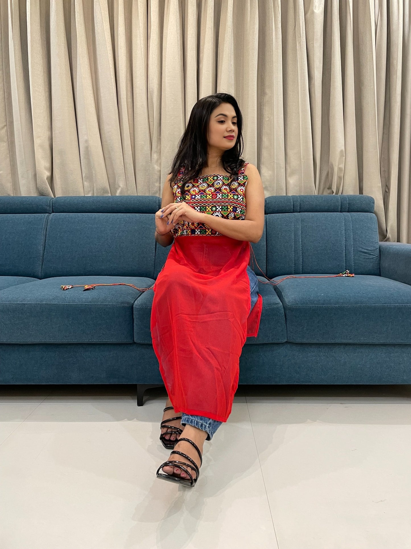 Navratri Special Embroidered Georgette Kurti for Women