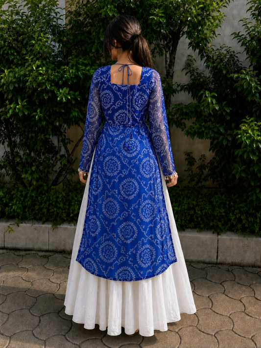 BALADA Women's Premium Georgette Navratri Kurti | Designer Long Sleeve Festive Kurti
