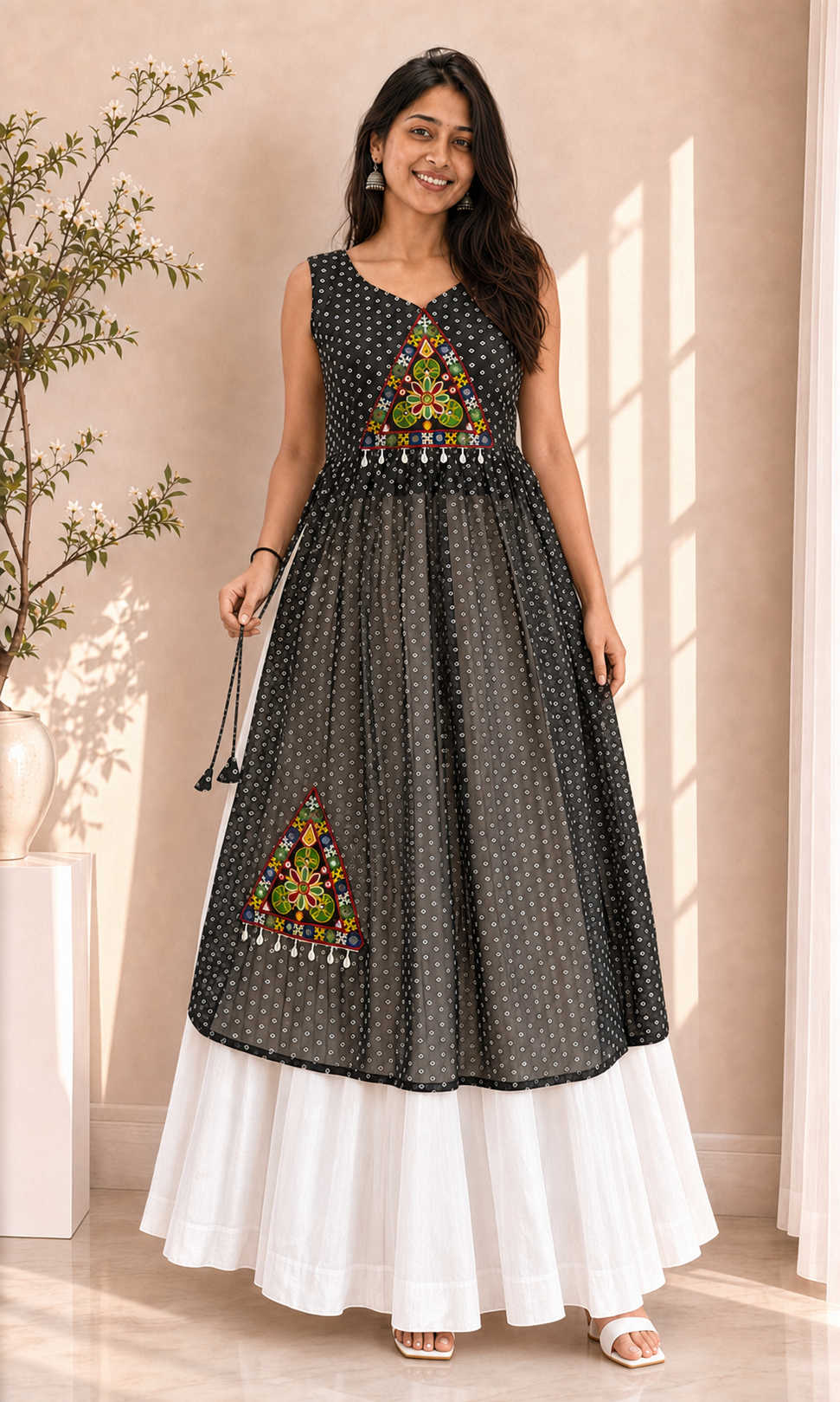 BALADA Women's Premium Georgette Navratri Kurti – Designer Sleeveless Festive Kurti for Women & Girls