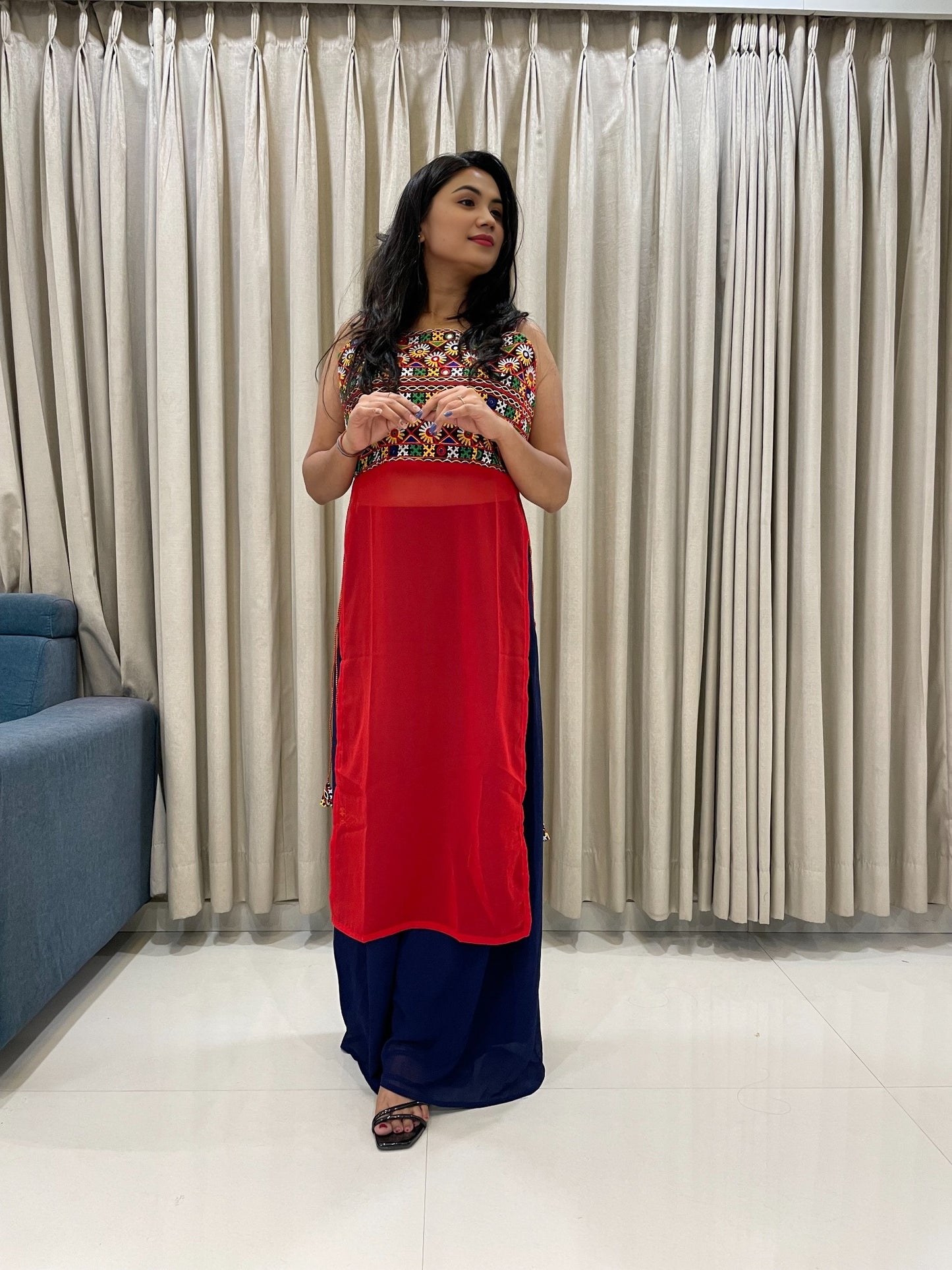 Navratri Special Embroidered Georgette Kurti for Women