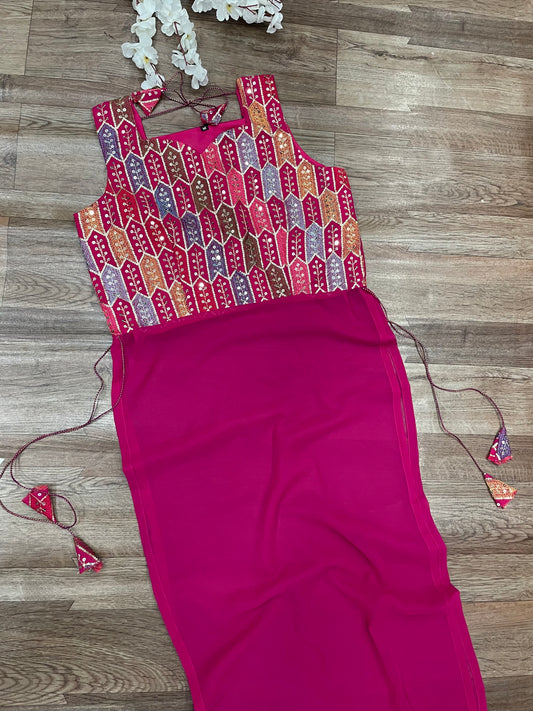 "Rangriti Mirror Blouse Skirt Set – Pink Love Edition"