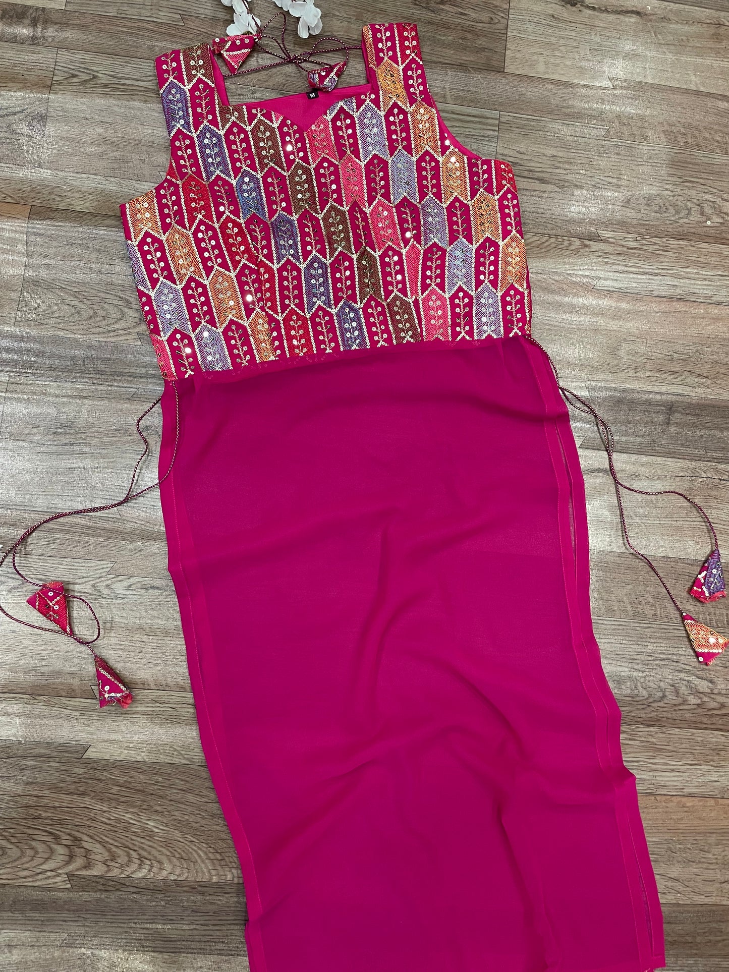 "Rangriti Mirror Blouse Skirt Set – Pink Love Edition"