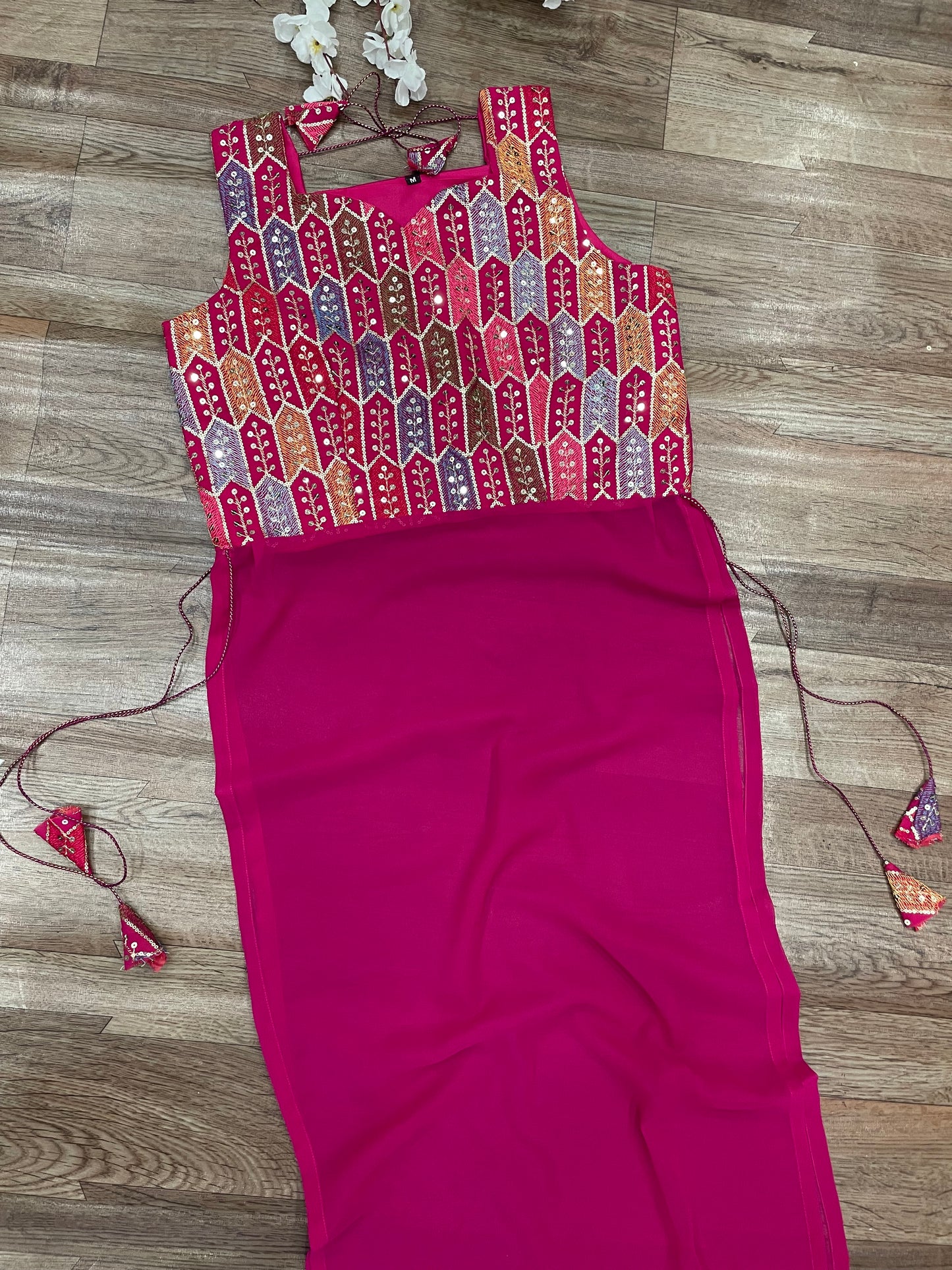 "Rangriti Mirror Blouse Skirt Set – Pink Love Edition"