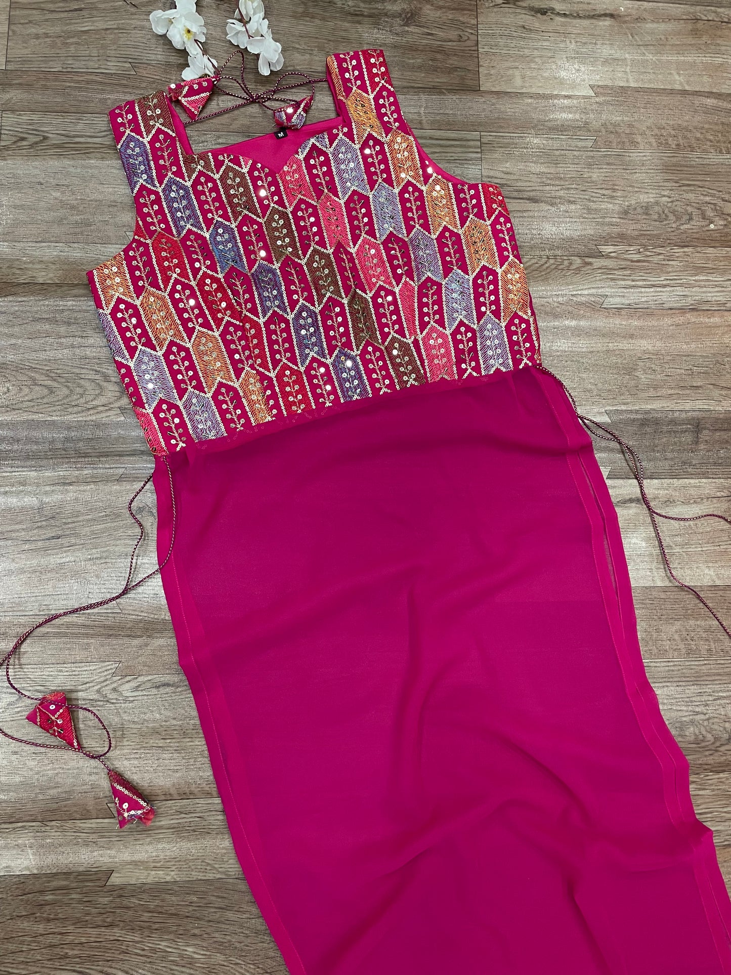 "Rangriti Mirror Blouse Skirt Set – Pink Love Edition"