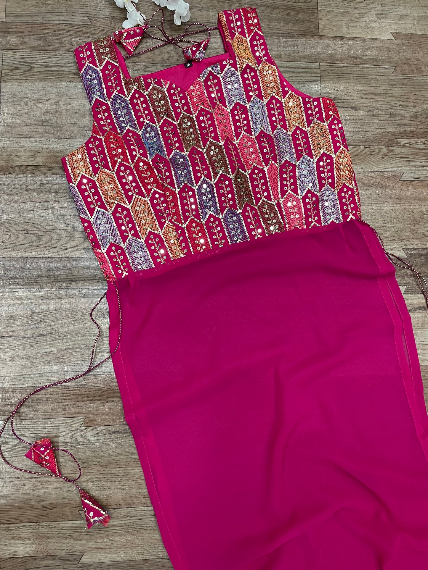 "Rangriti Mirror Blouse Skirt Set – Pink Love Edition"