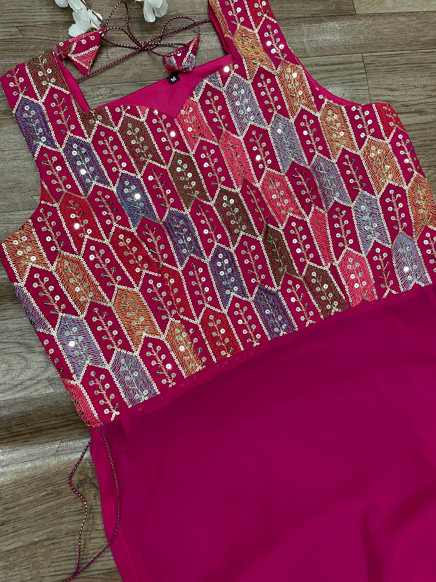 "Rangriti Mirror Blouse Skirt Set – Pink Love Edition"