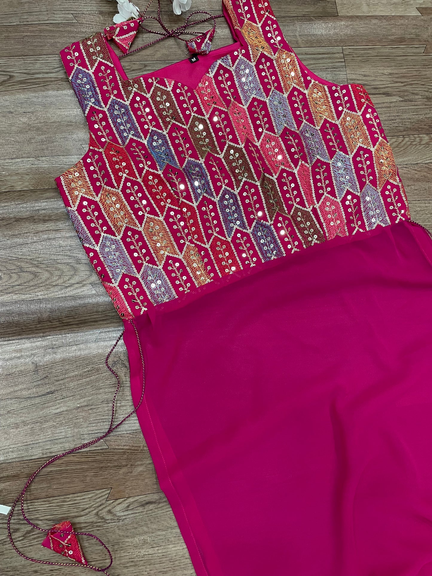 "Rangriti Mirror Blouse Skirt Set – Pink Love Edition"