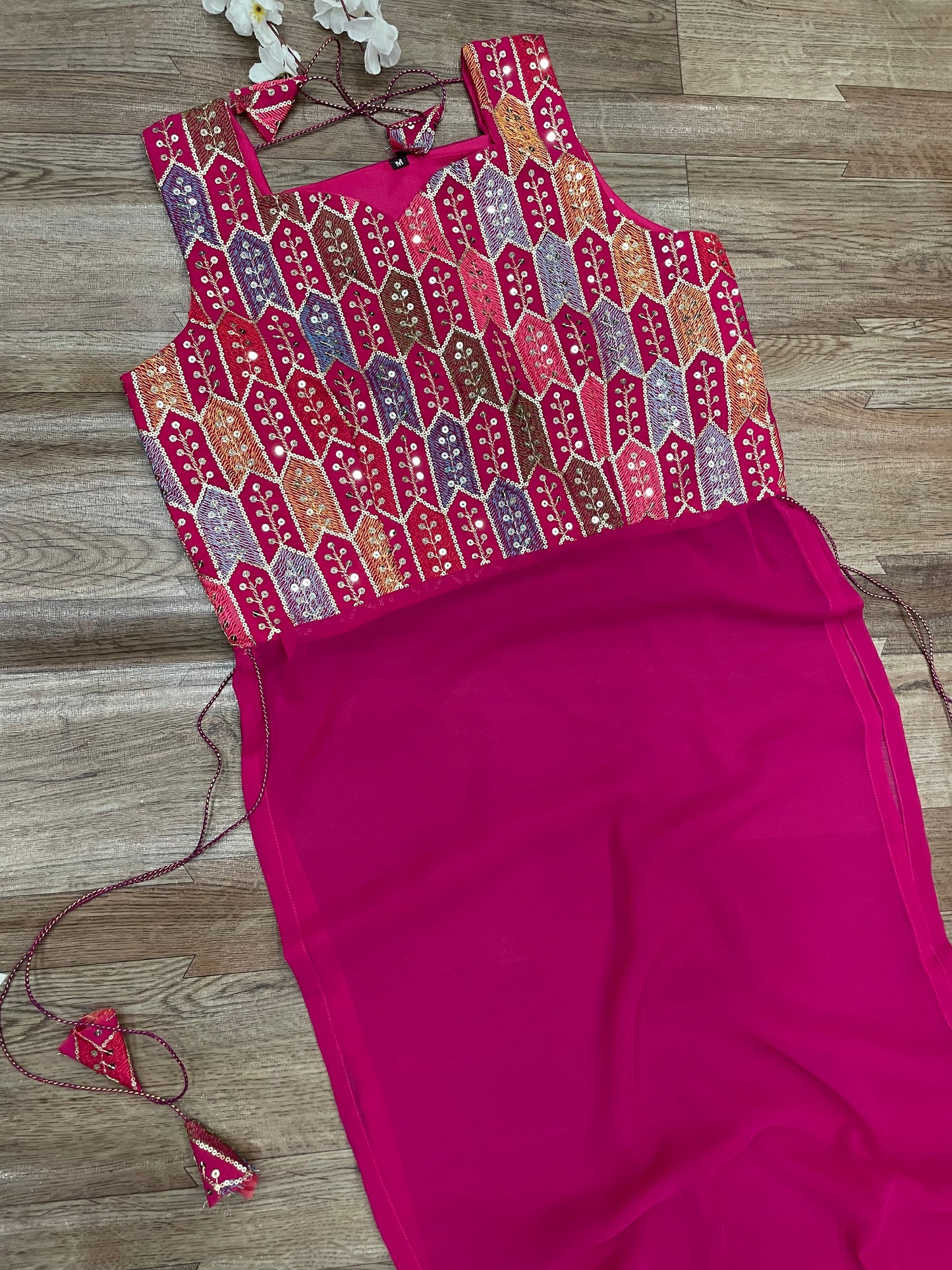 "Rangriti Mirror Blouse Skirt Set – Pink Love Edition"