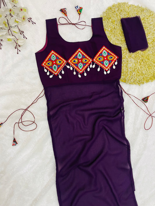 Royal Purple Traditional Kutchi Dress