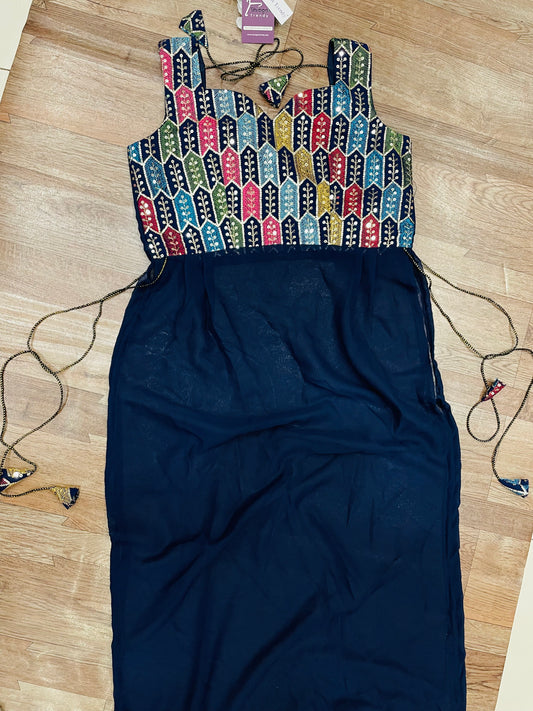 "Rangriti Mirror Blouse Skirt Set –Blue Love Edition"