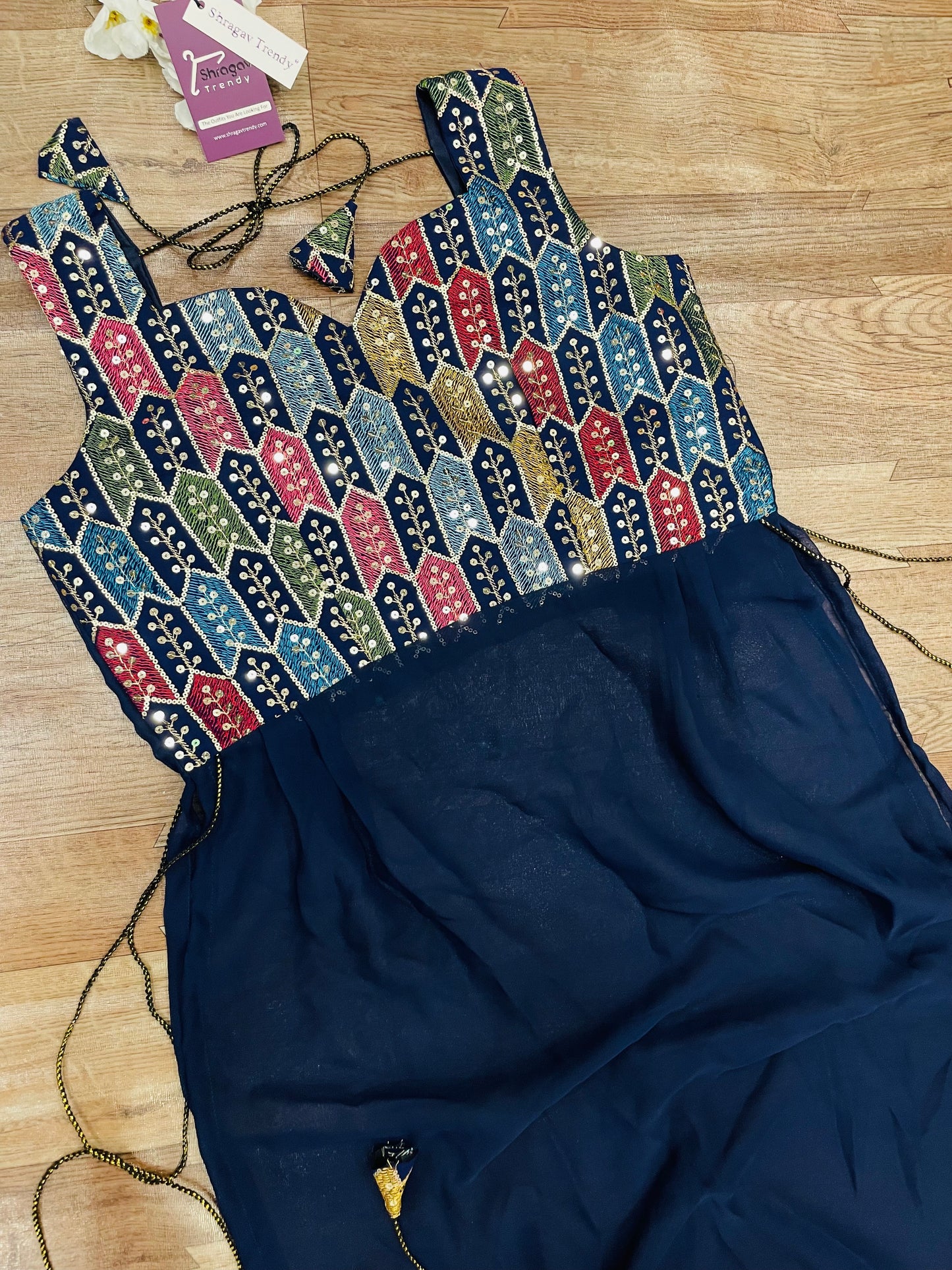 "Rangriti Mirror Blouse Skirt Set –Blue Love Edition"