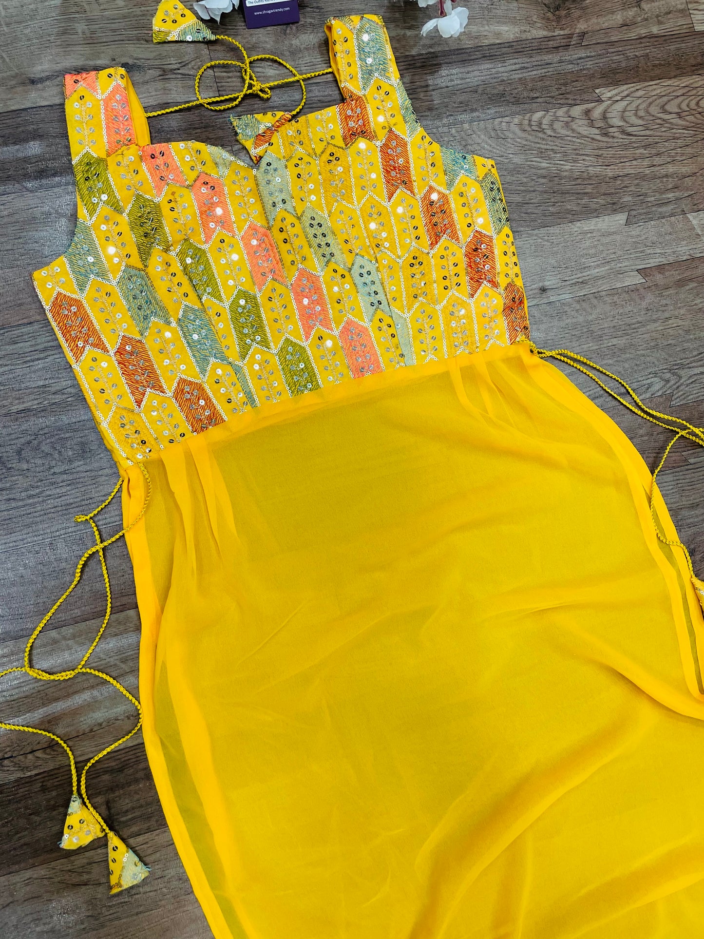 "Rangriti Mirror Blouse Skirt Set –Yellow Love Edition"