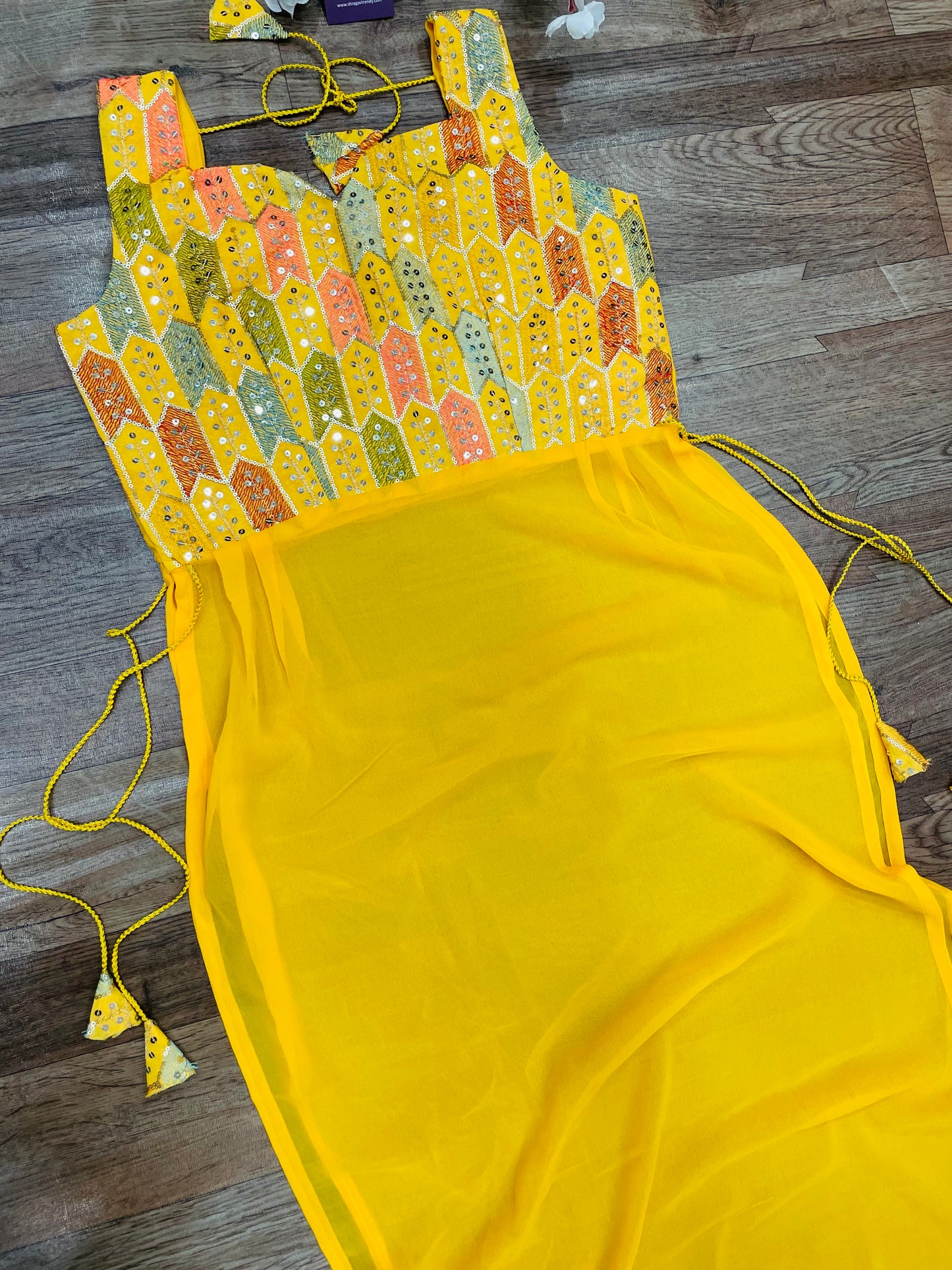 "Rangriti Mirror Blouse Skirt Set –Yellow Love Edition"