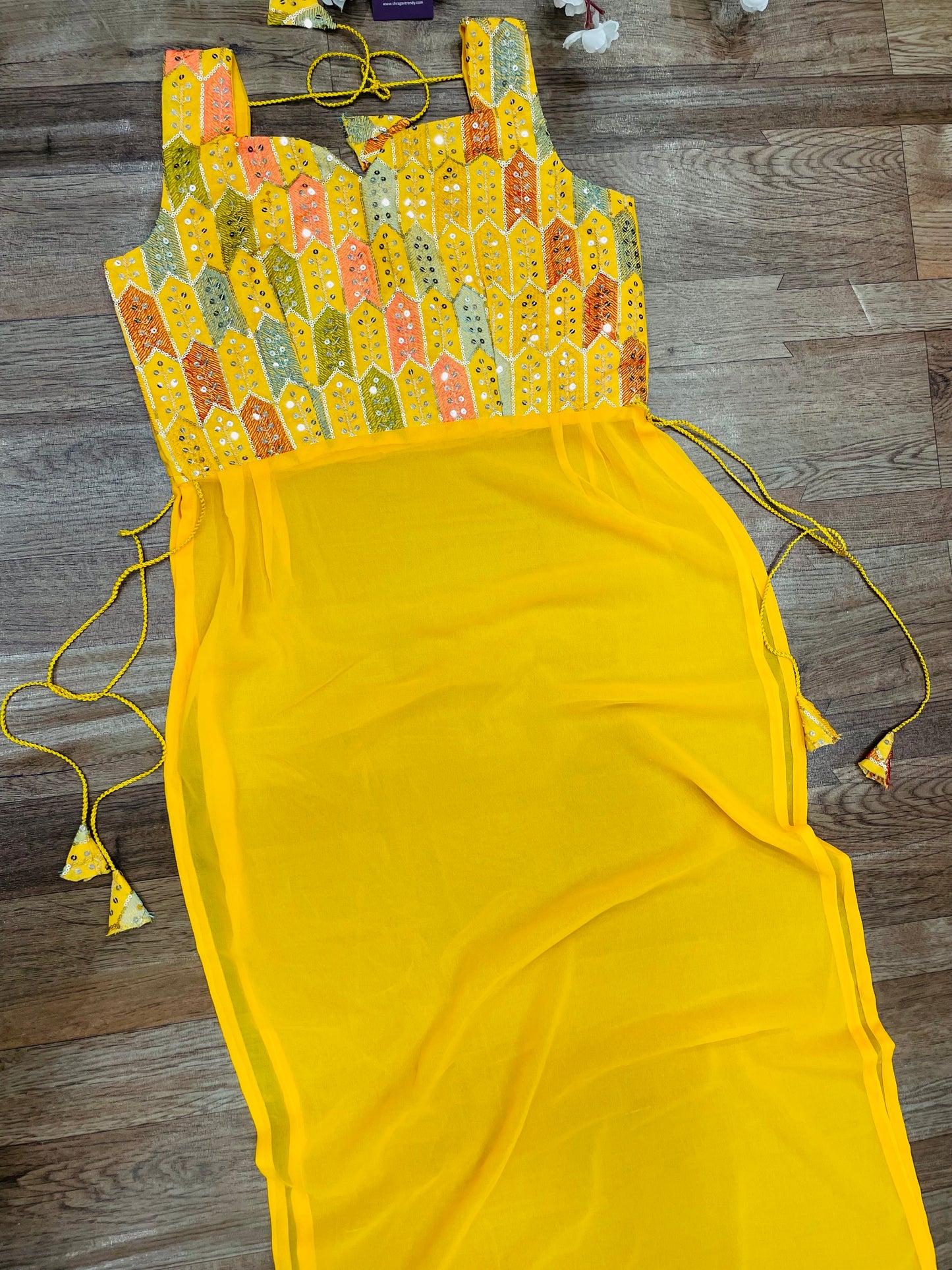 "Rangriti Mirror Blouse Skirt Set –Yellow Love Edition"