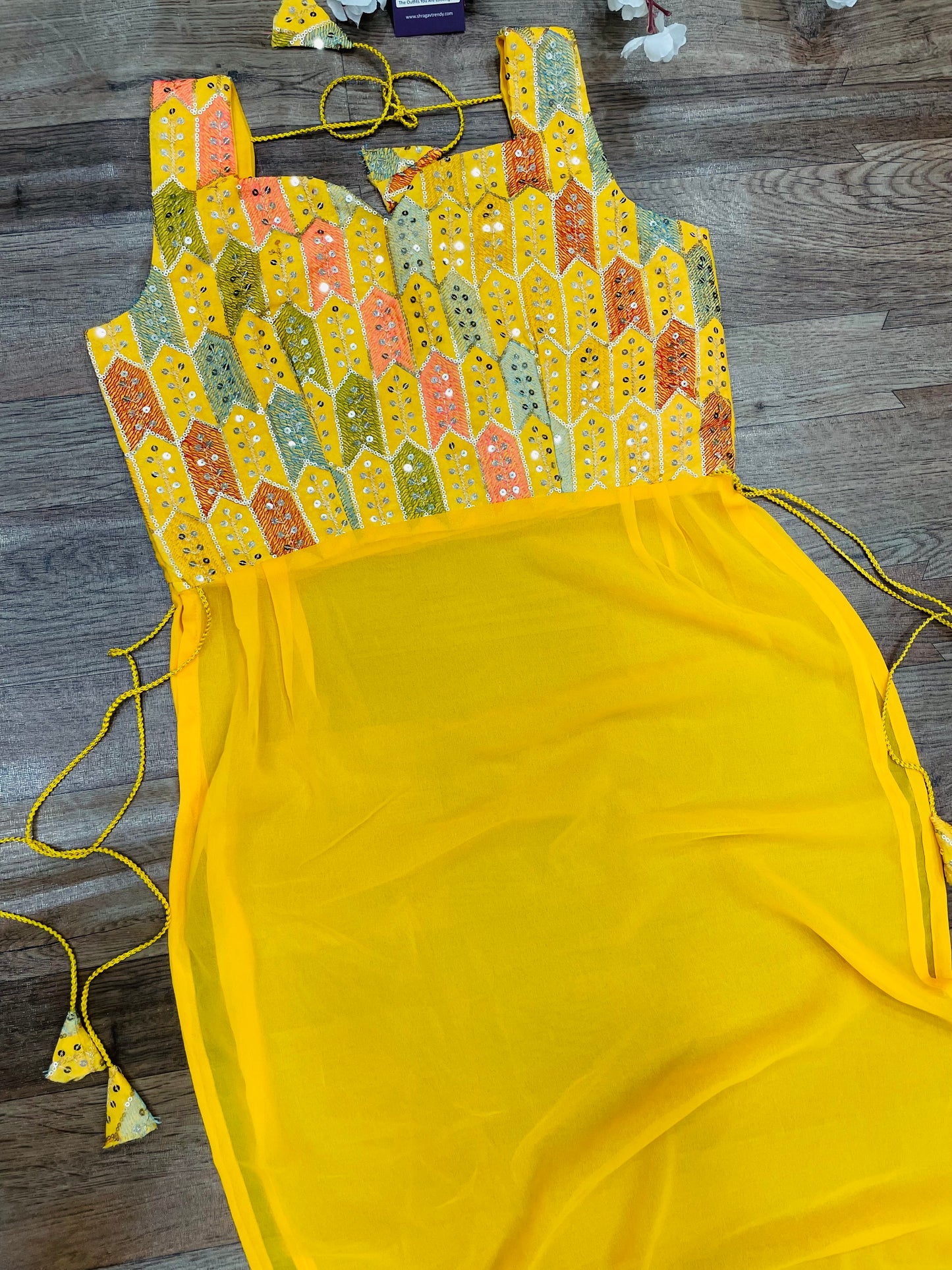 "Rangriti Mirror Blouse Skirt Set –Yellow Love Edition"