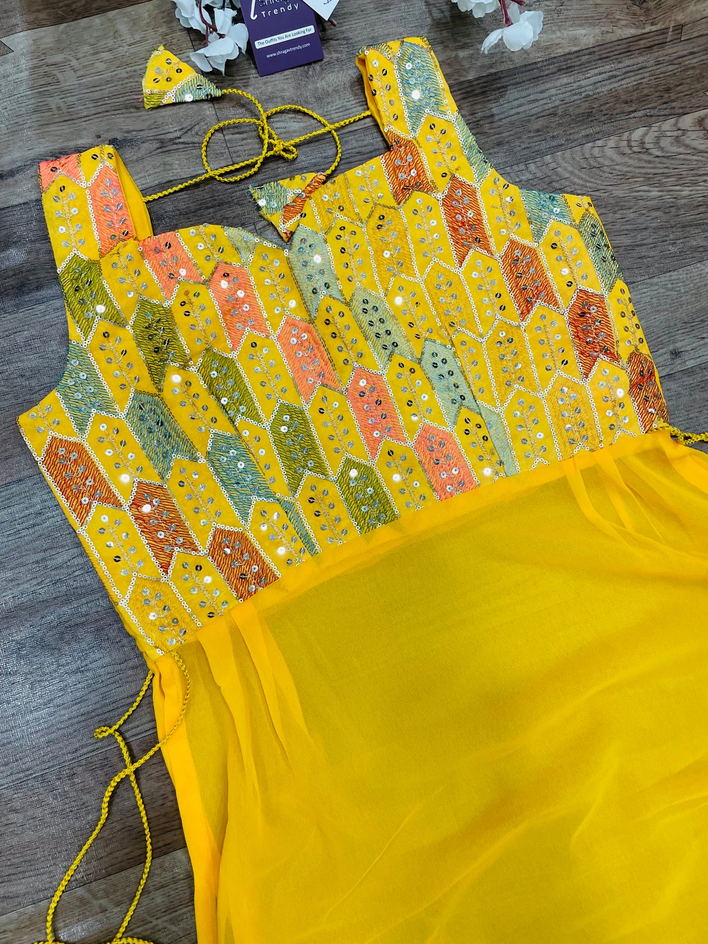 "Rangriti Mirror Blouse Skirt Set –Yellow Love Edition"