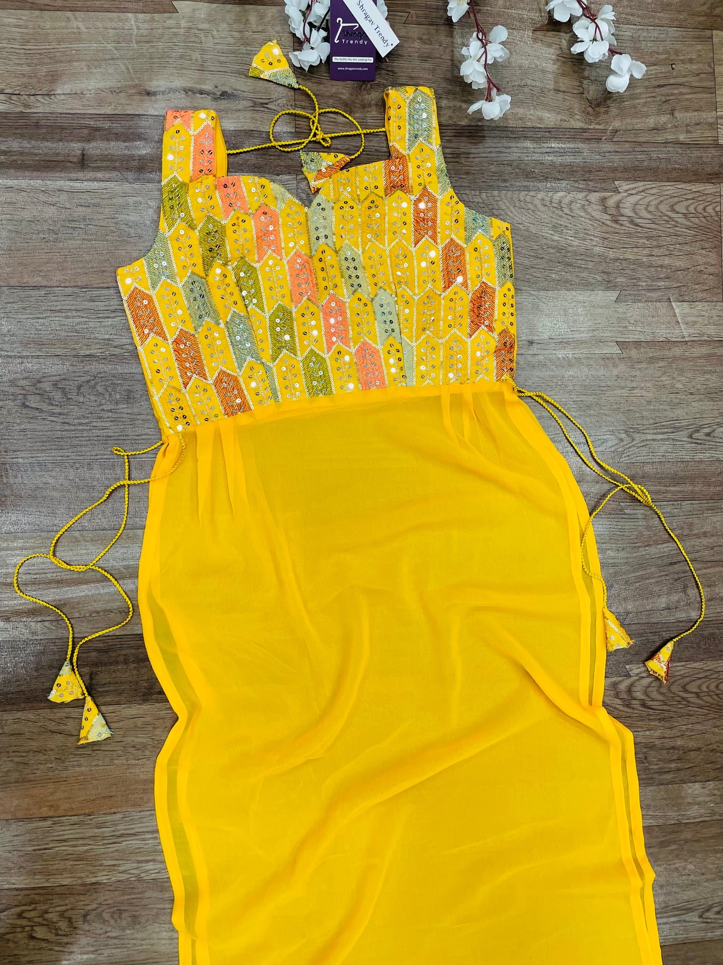 "Rangriti Mirror Blouse Skirt Set –Yellow Love Edition"