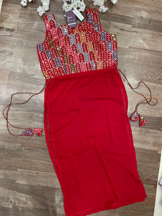 Rangriti Mirror Blouse Skirt Set –Red Love Edition"