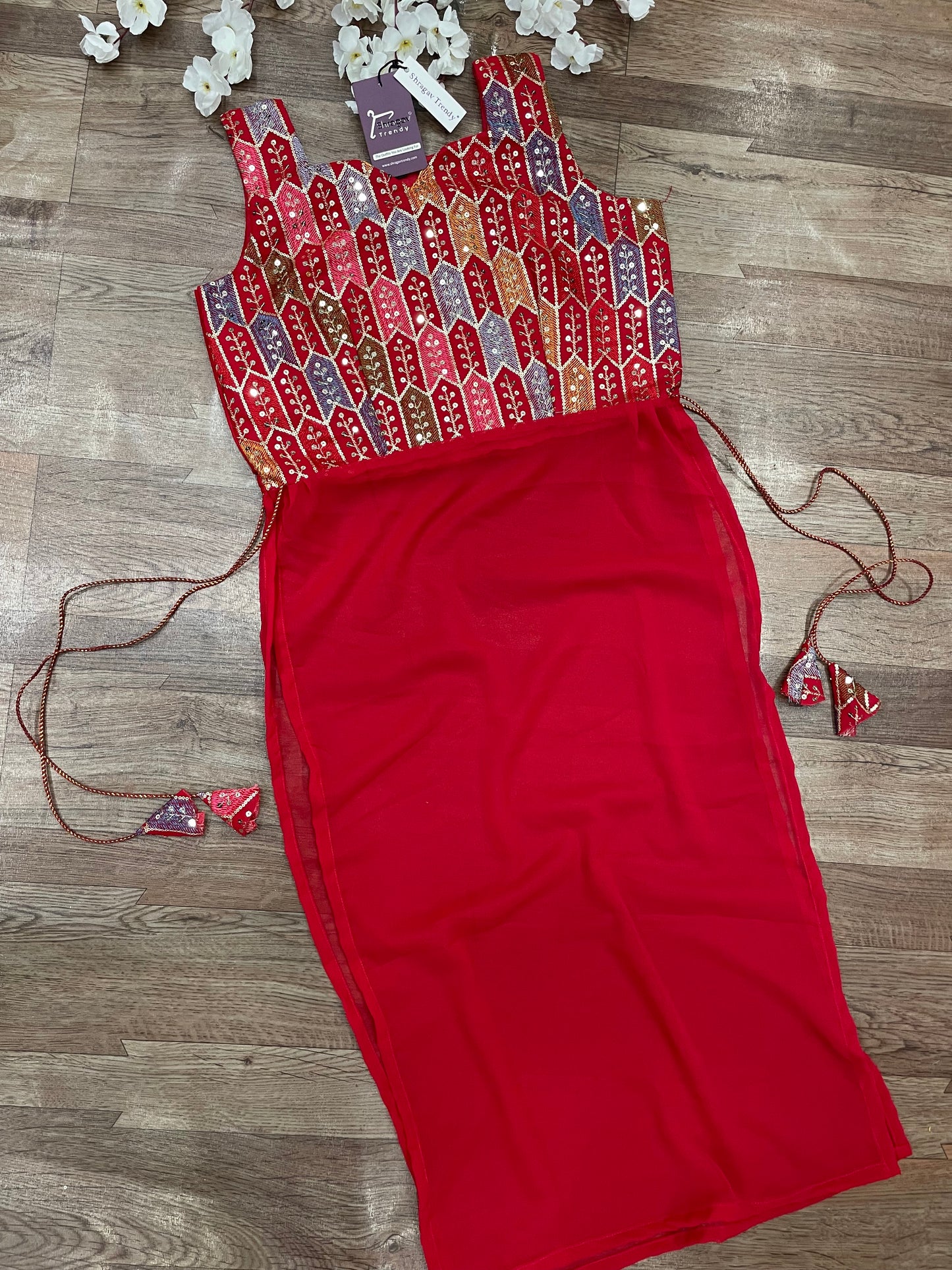 Rangriti Mirror Blouse Skirt Set –Red Love Edition"