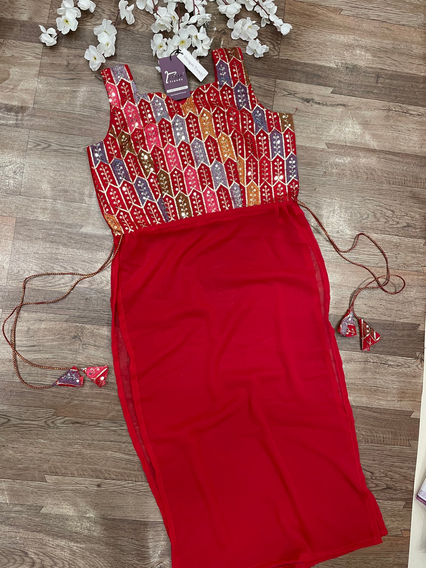 Rangriti Mirror Blouse Skirt Set –Red Love Edition"