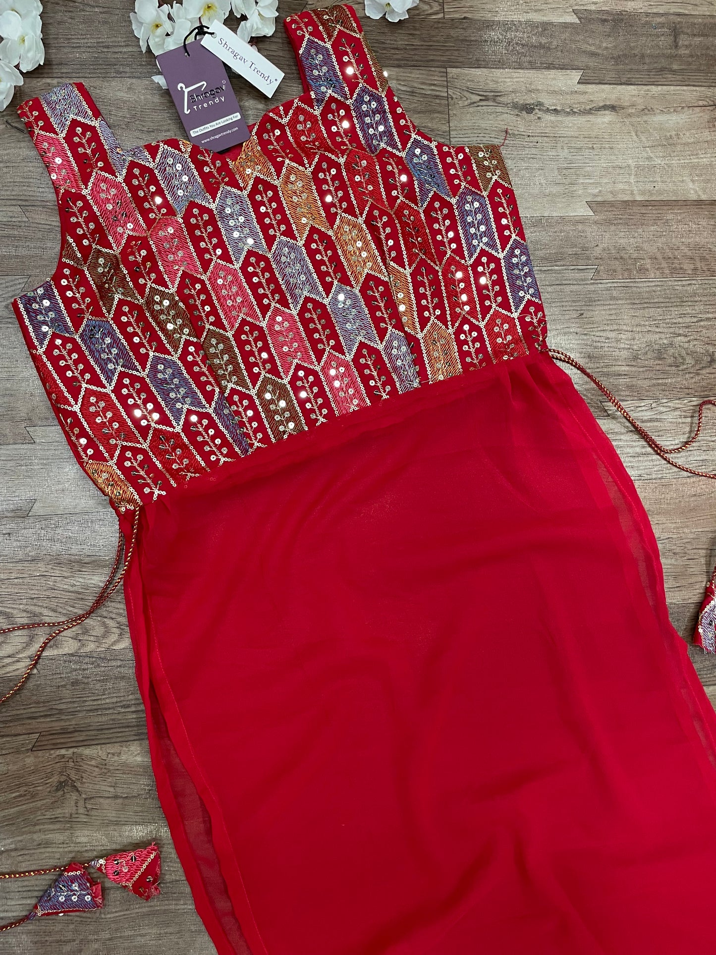 Rangriti Mirror Blouse Skirt Set –Red Love Edition"