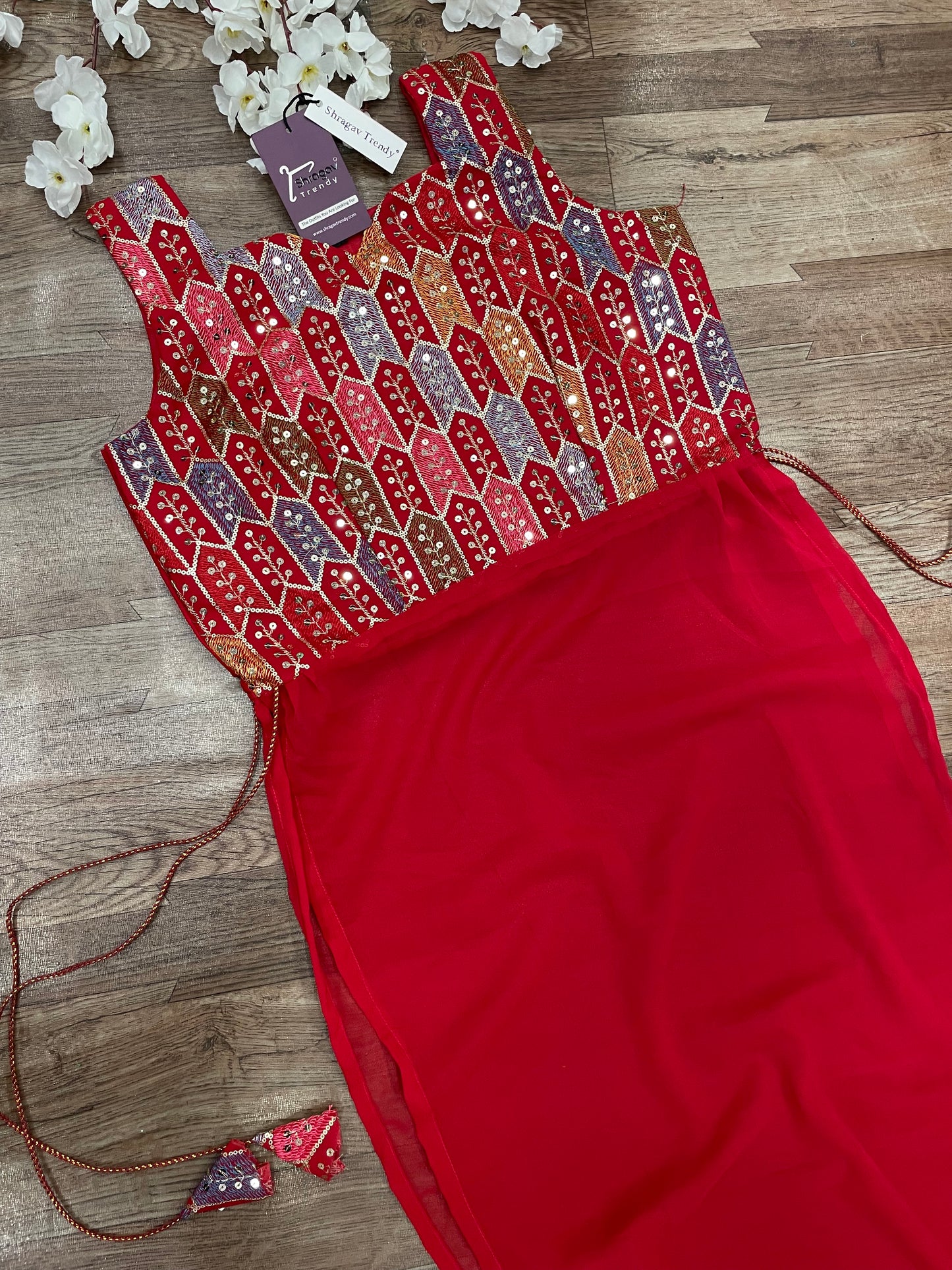 Rangriti Mirror Blouse Skirt Set –Red Love Edition"