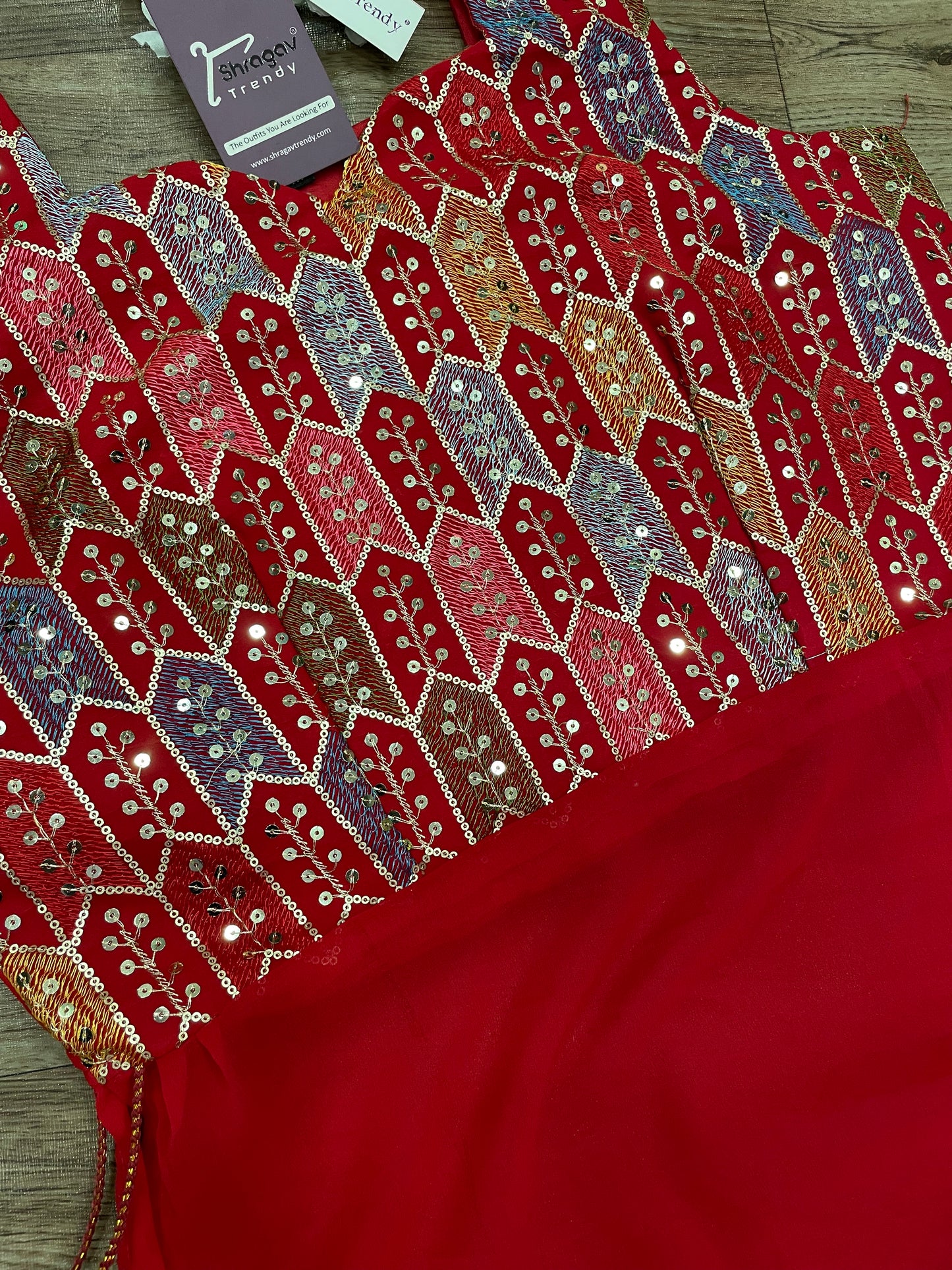 Rangriti Mirror Blouse Skirt Set –Red Love Edition"
