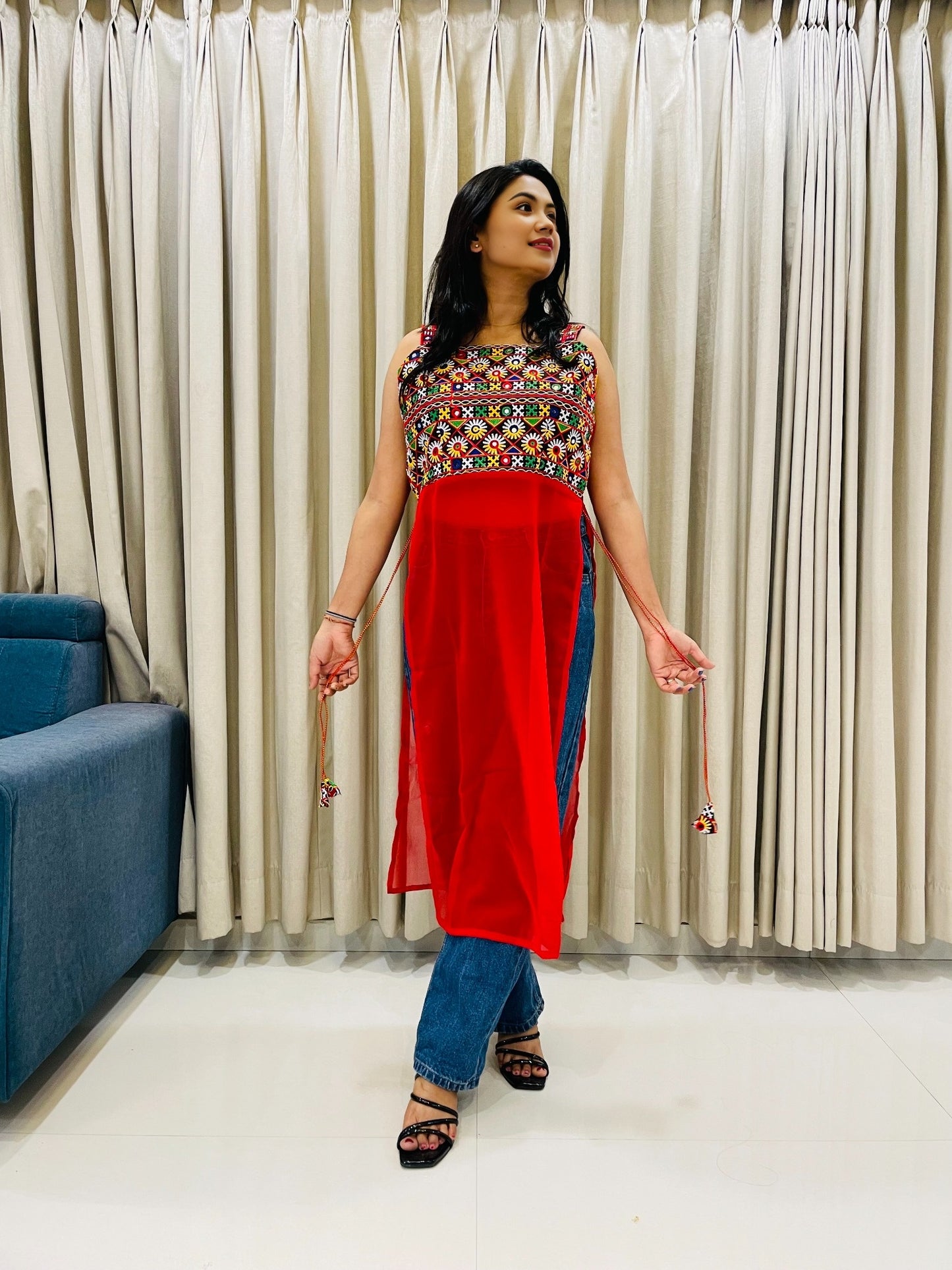 Navratri Special Embroidered Georgette Kurti for Women