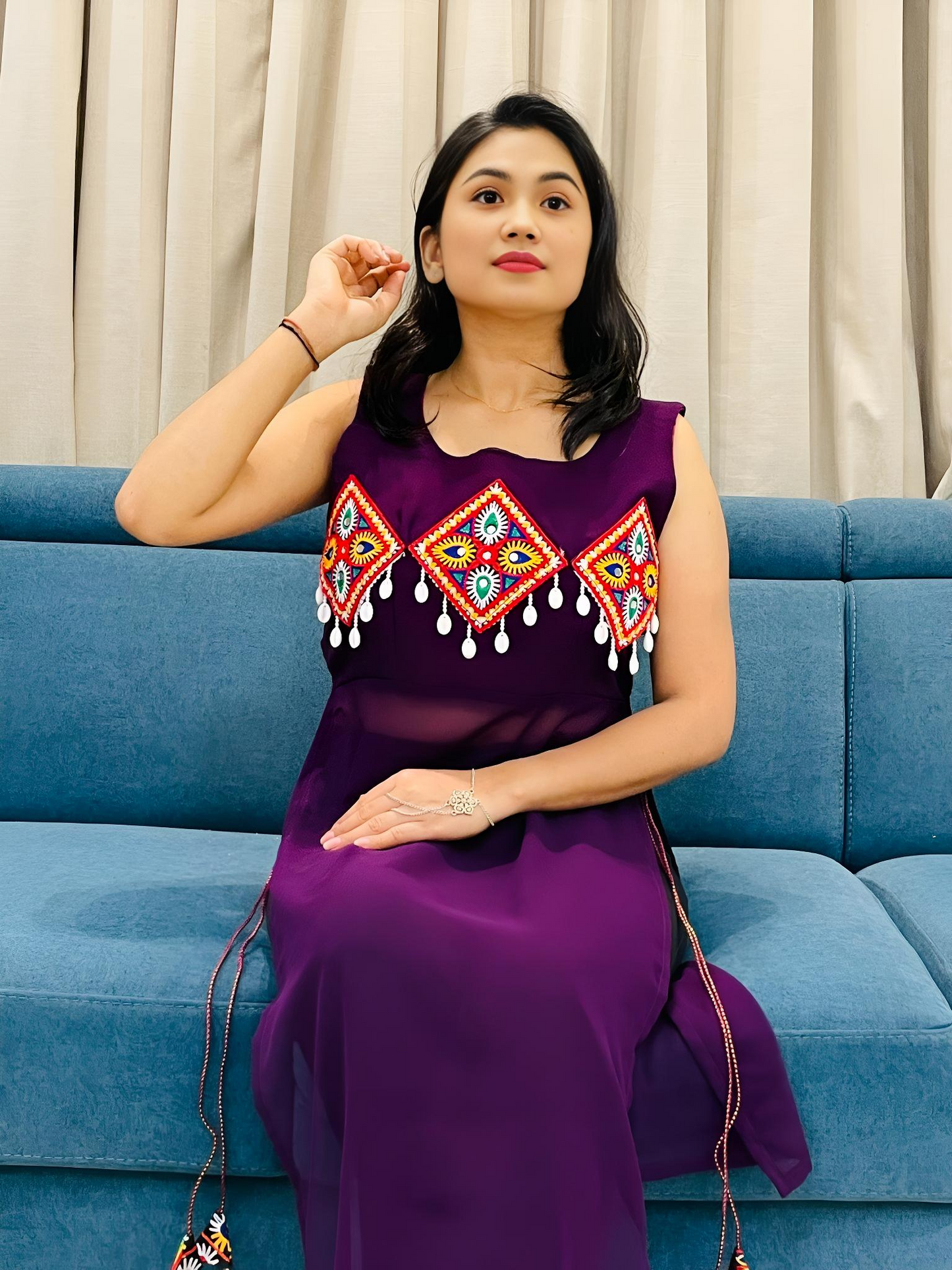 Elegent Purple Festive Wear Kurti For Womens