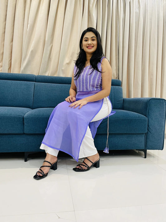 New lakhnavi Lavender Kurti