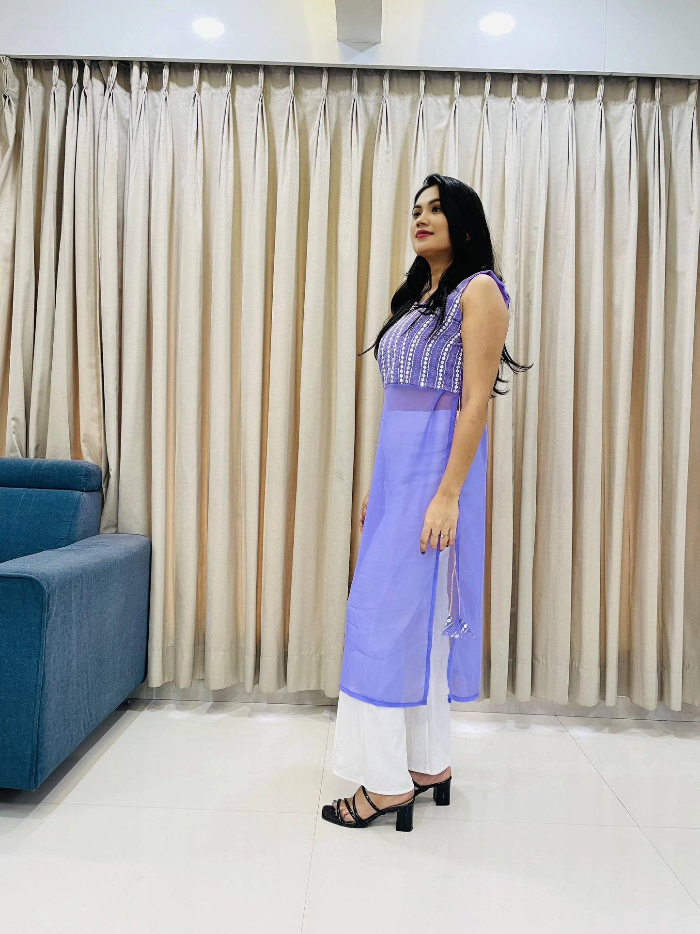 New lakhnavi Lavender Kurti