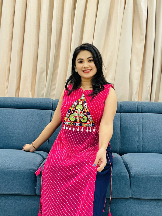 Festive Women's Bandhani Kurti – Navratri Special