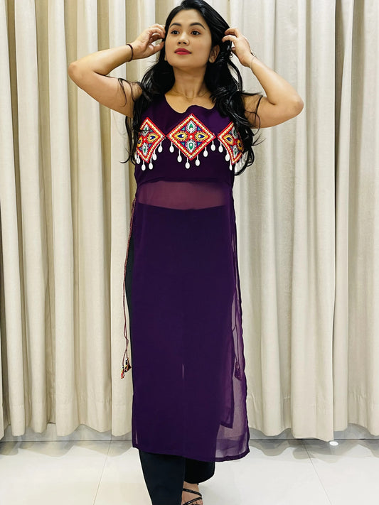 Elegent Purple Festive Wear Kurti For Womens