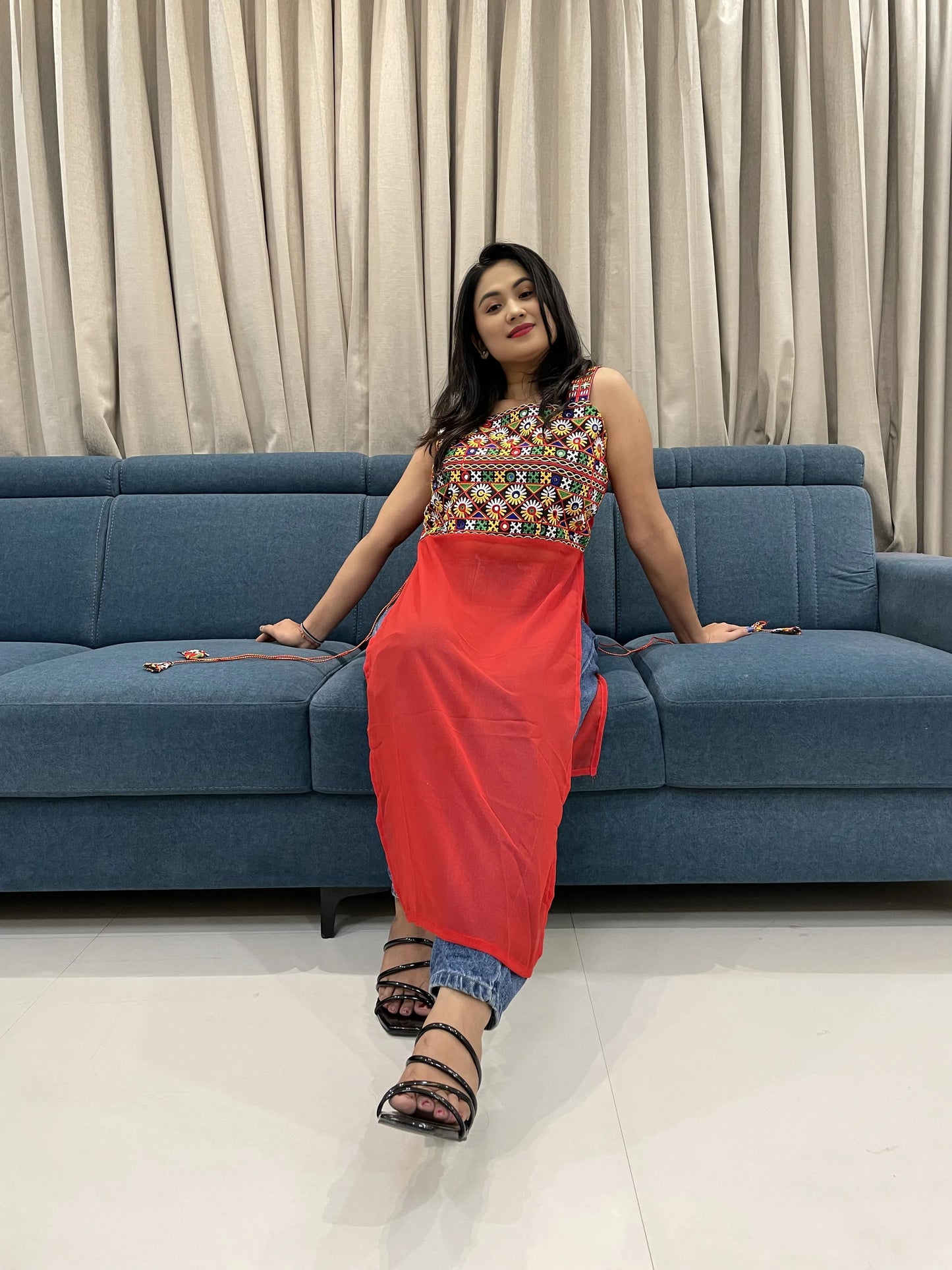 Navratri Special Embroidered Georgette Kurti for Women