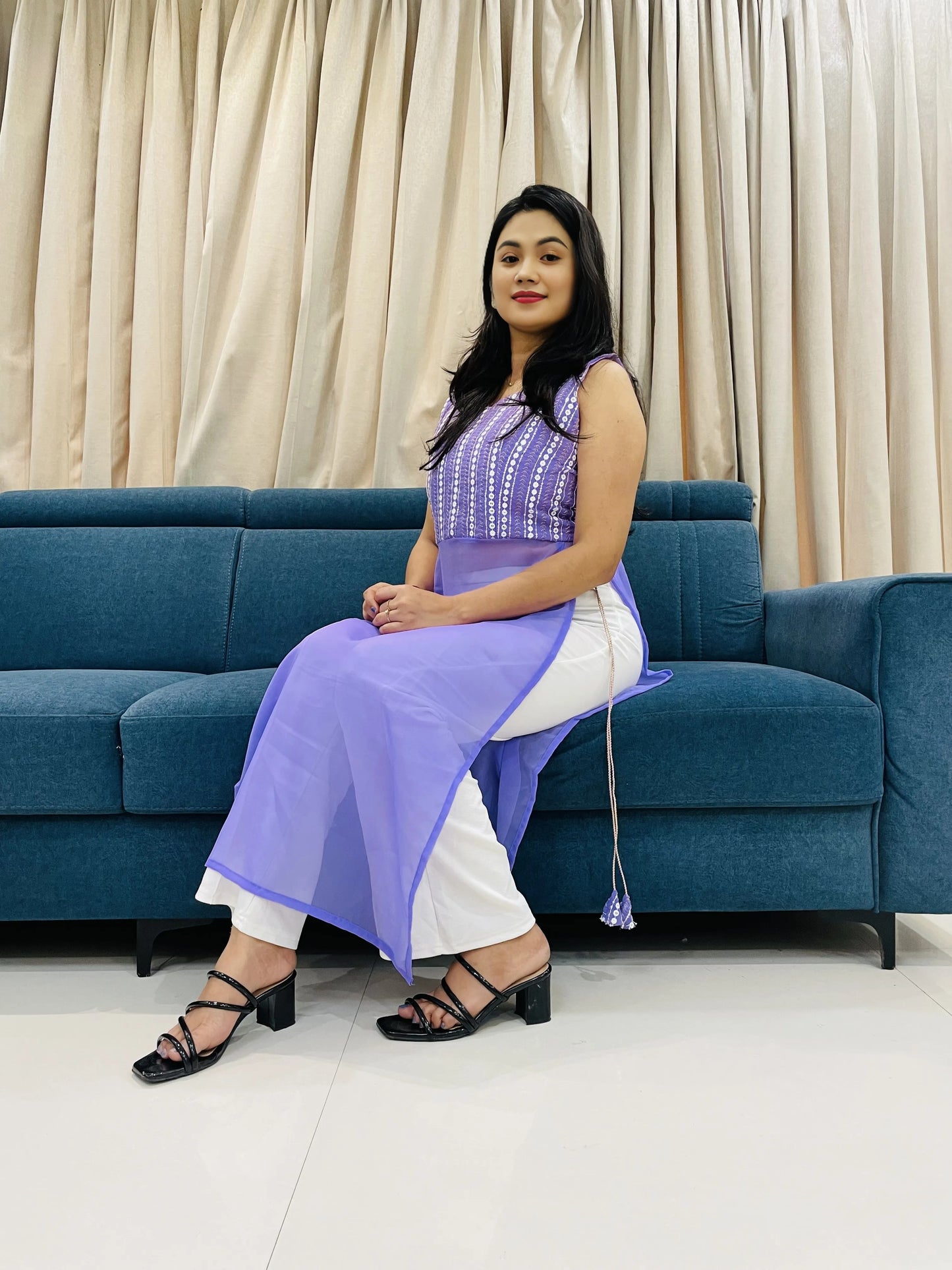 New lakhnavi Lavender Kurti