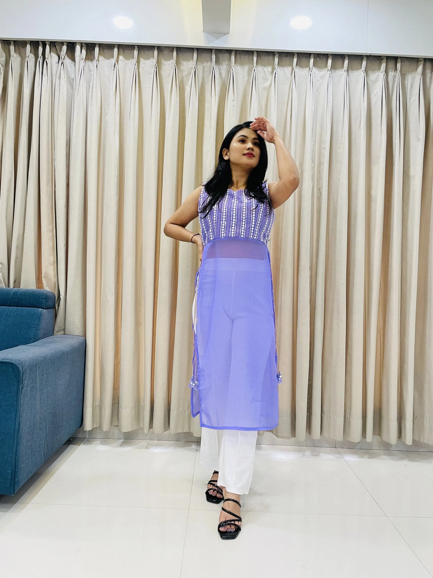 New lakhnavi Lavender Kurti