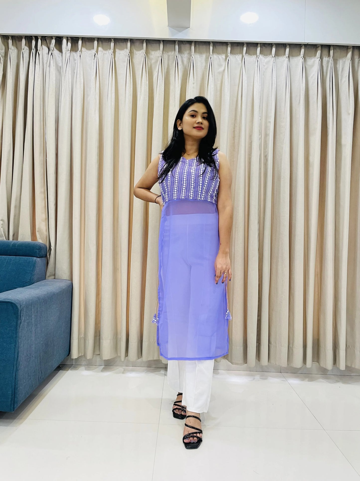 New lakhnavi Lavender Kurti