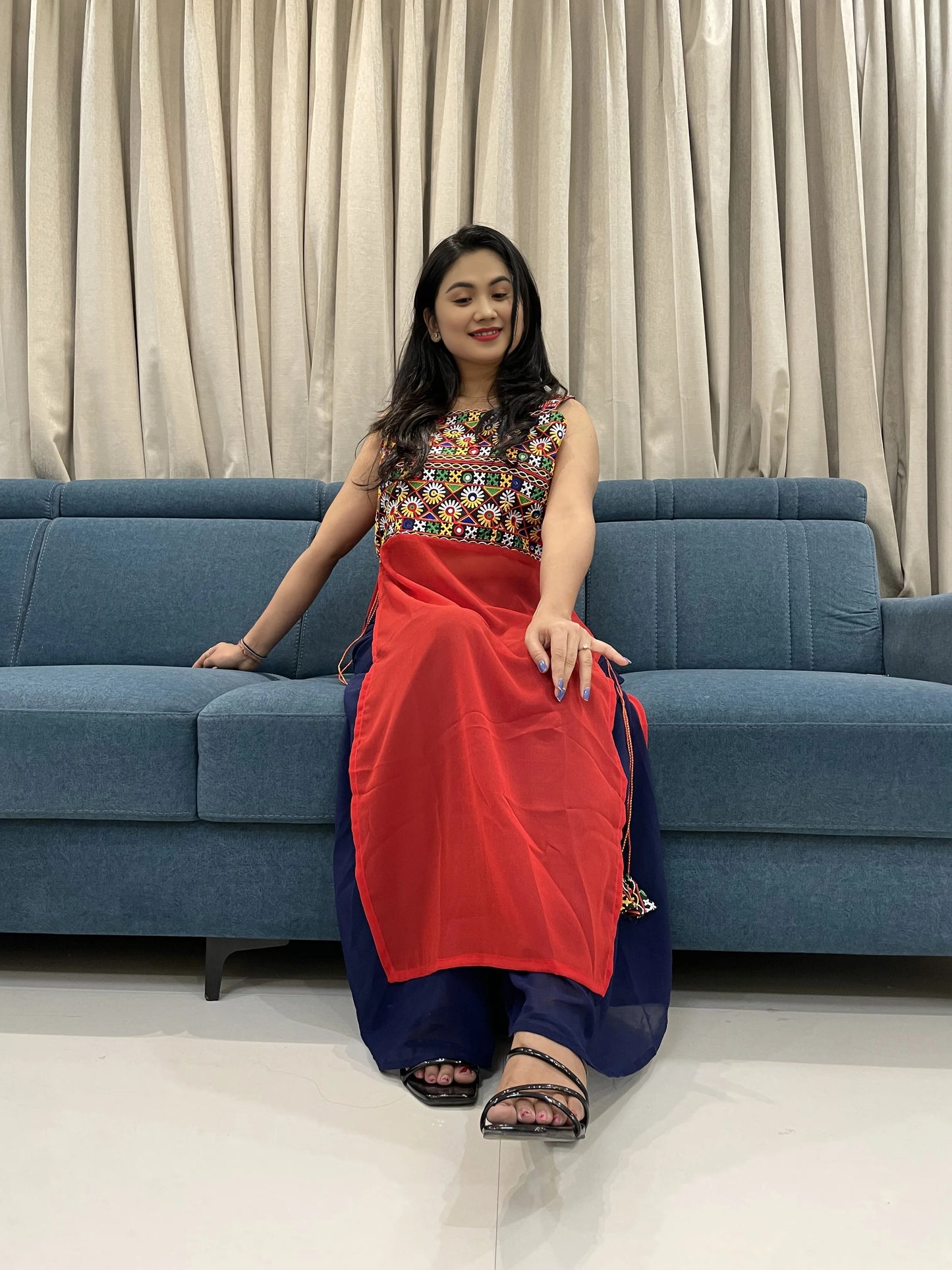 Navratri Special Embroidered Georgette Kurti for Women