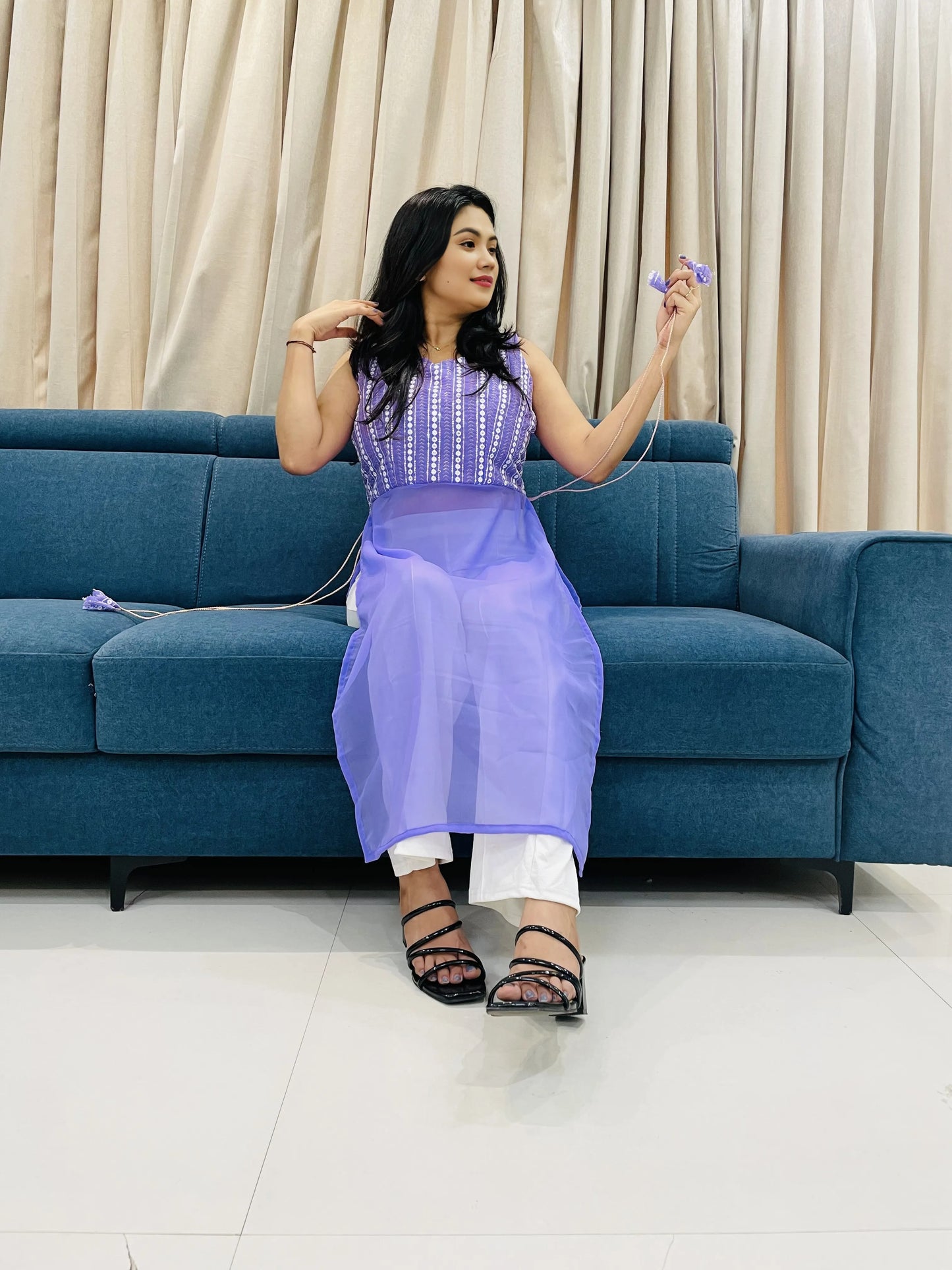 New lakhnavi Lavender Kurti