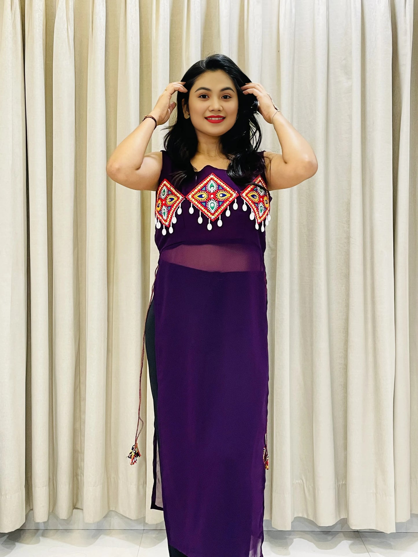 Elegent Purple Festive Wear Kurti For Womens