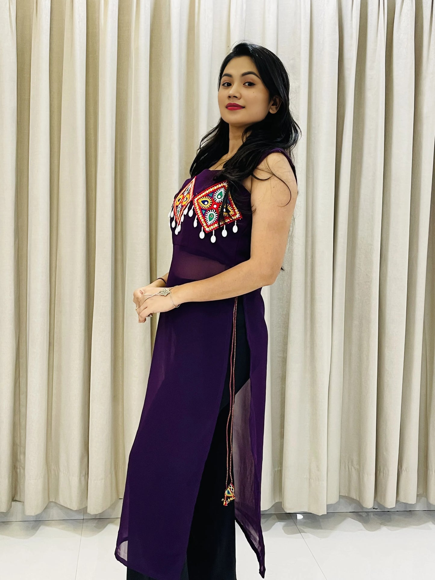 Elegent Purple Festive Wear Kurti For Womens