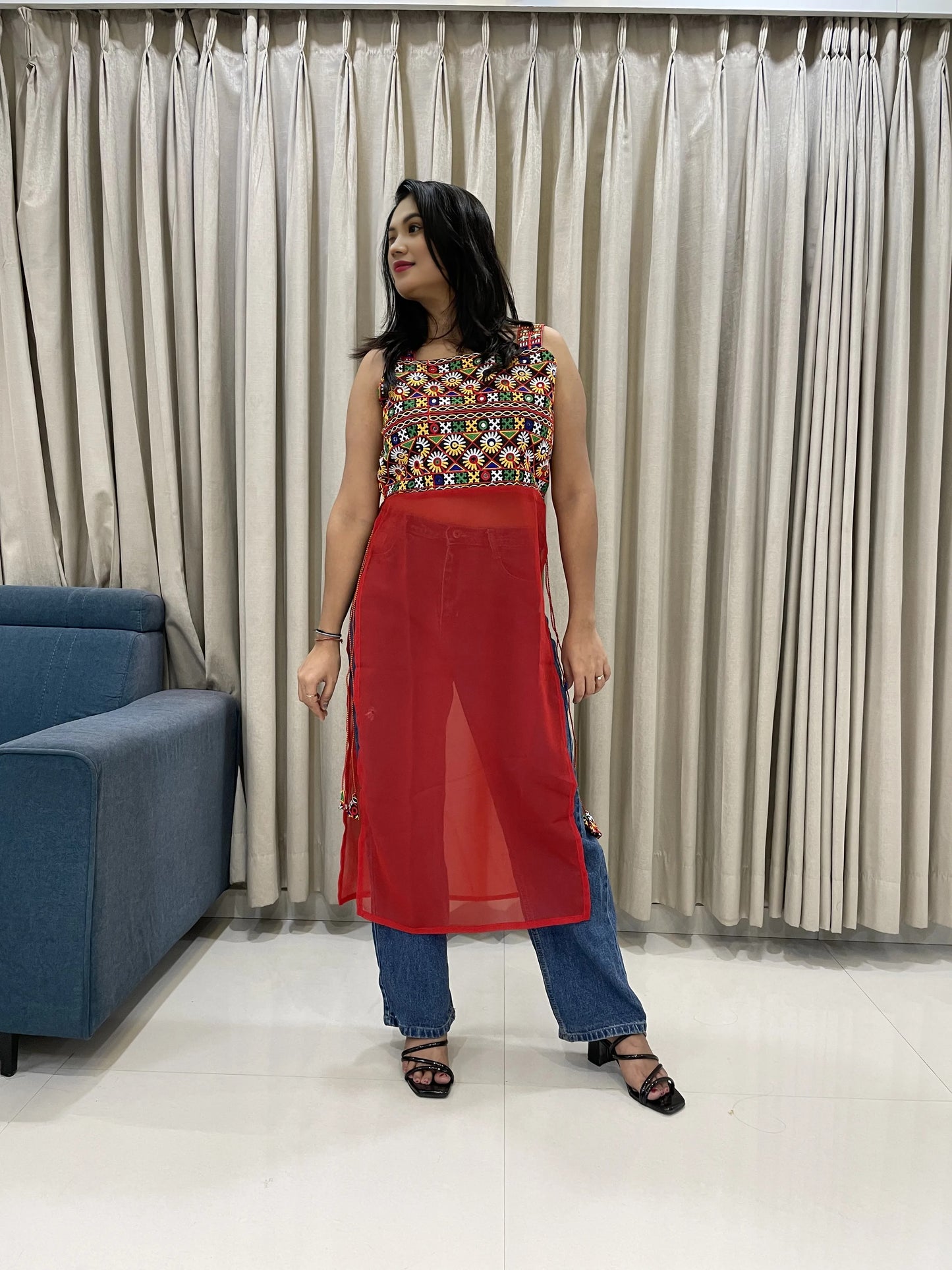 Navratri Special Embroidered Georgette Kurti for Women