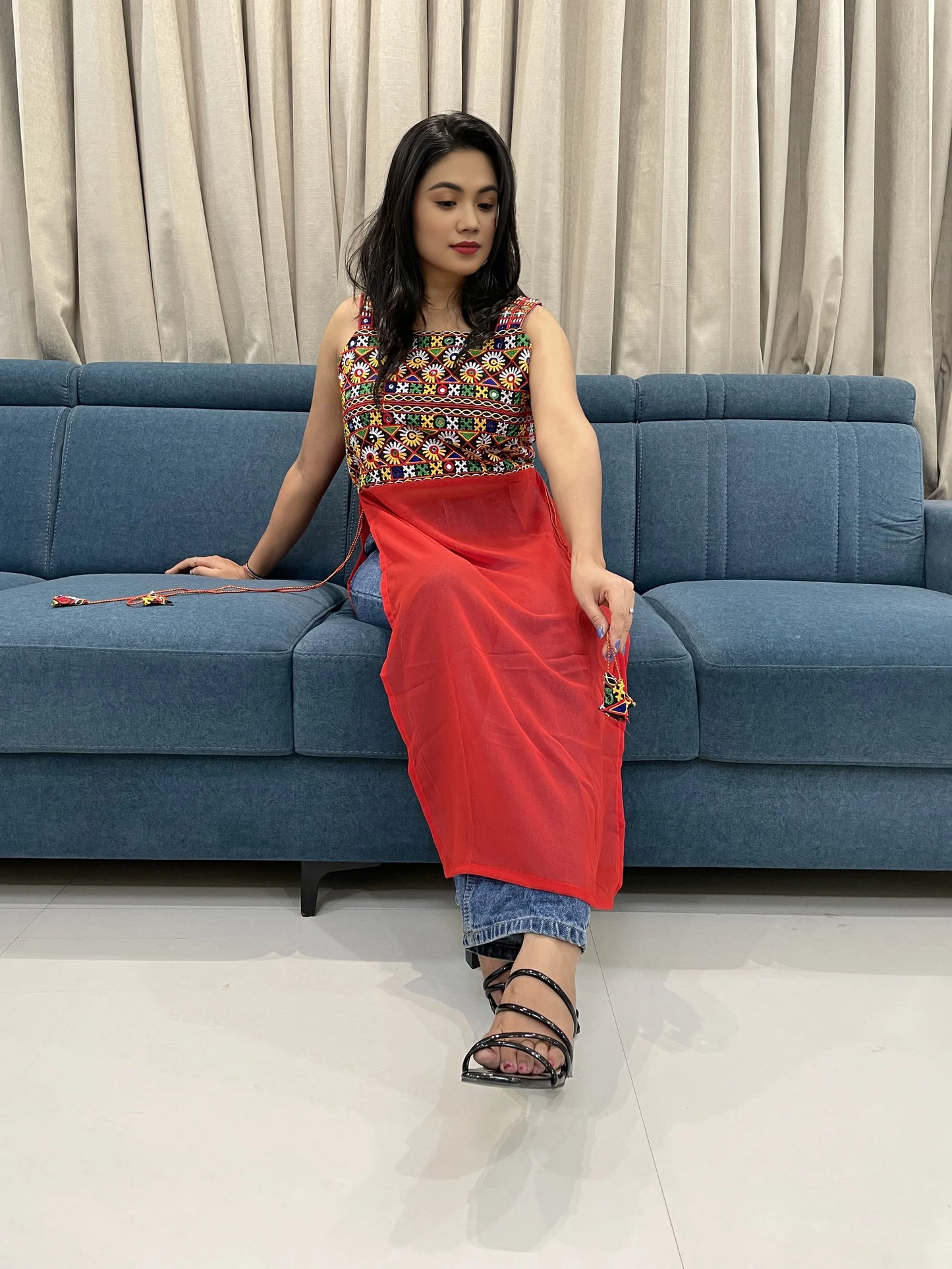 Navratri Special Embroidered Georgette Kurti for Women