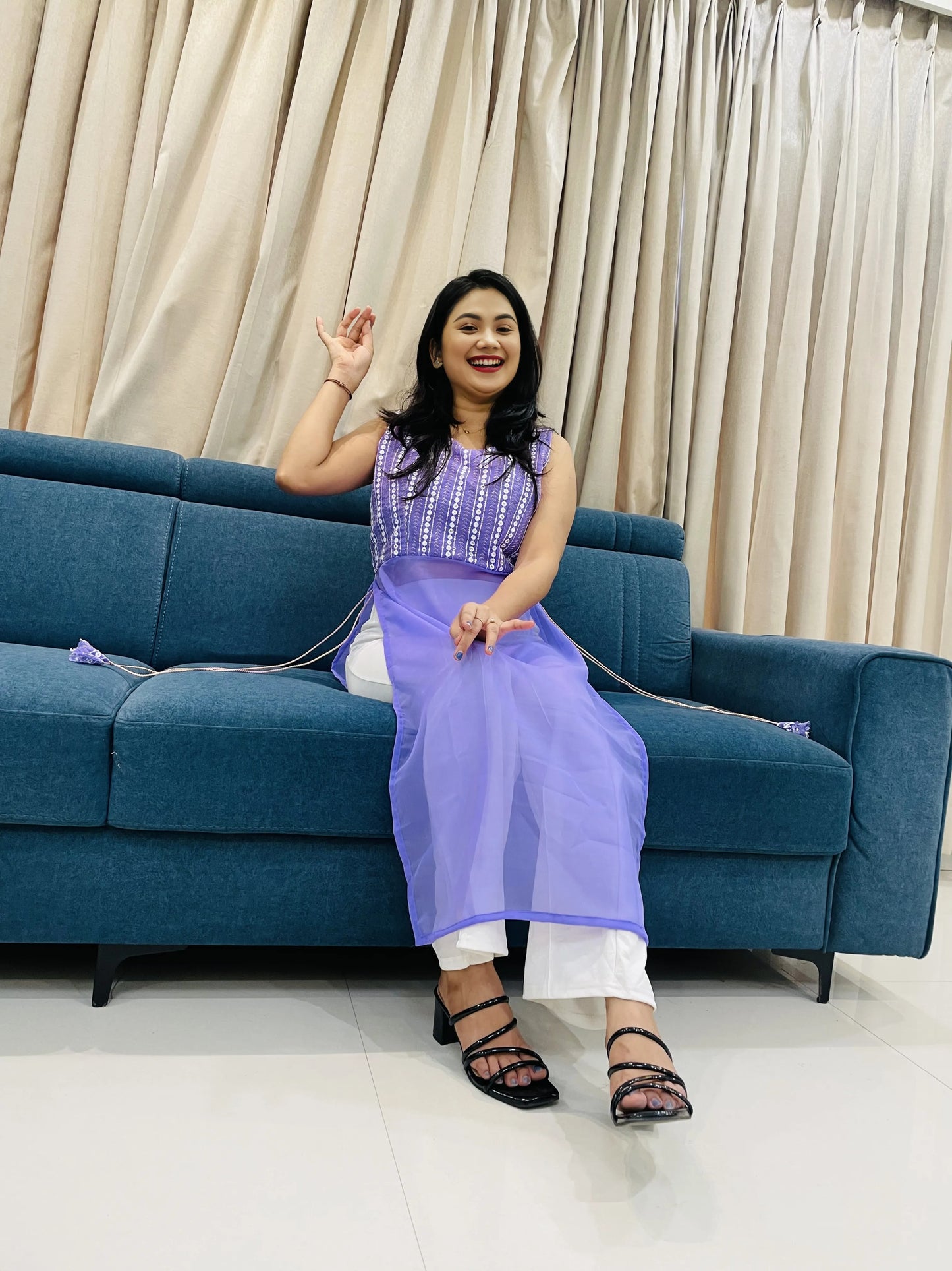 New lakhnavi Lavender Kurti