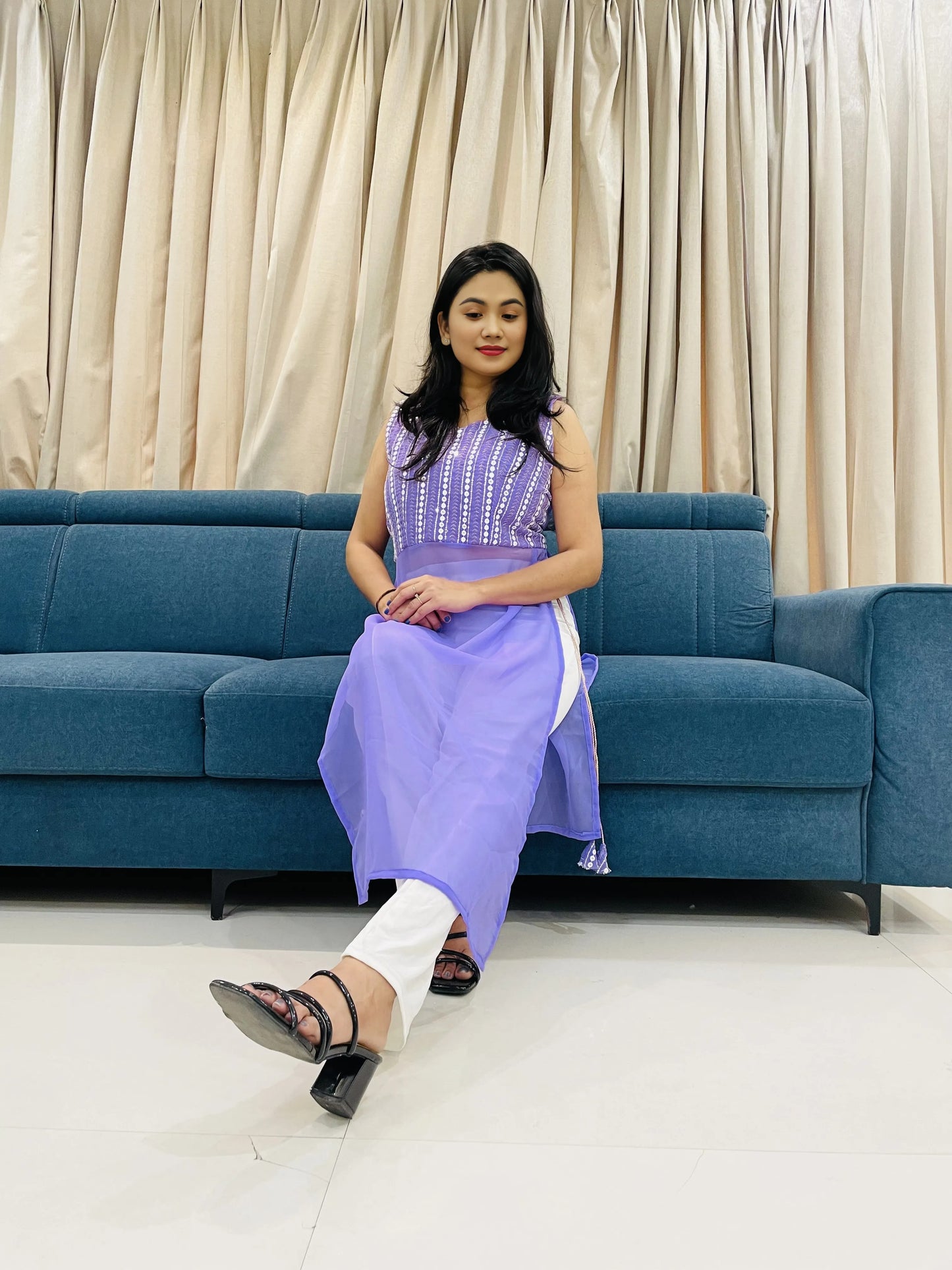 New lakhnavi Lavender Kurti
