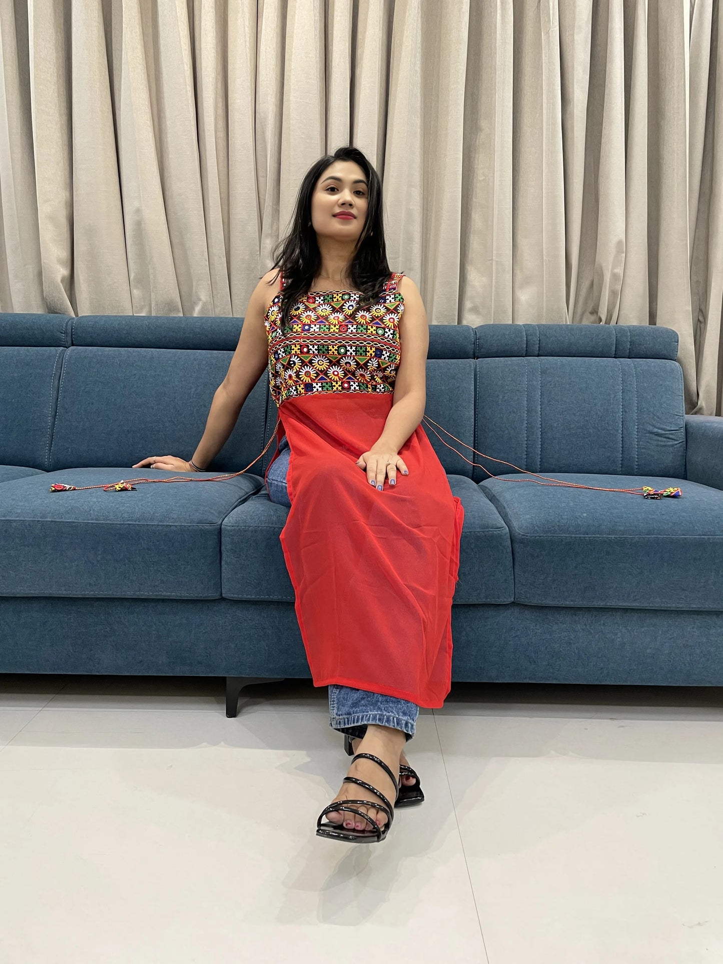Navratri Special Embroidered Georgette Kurti for Women