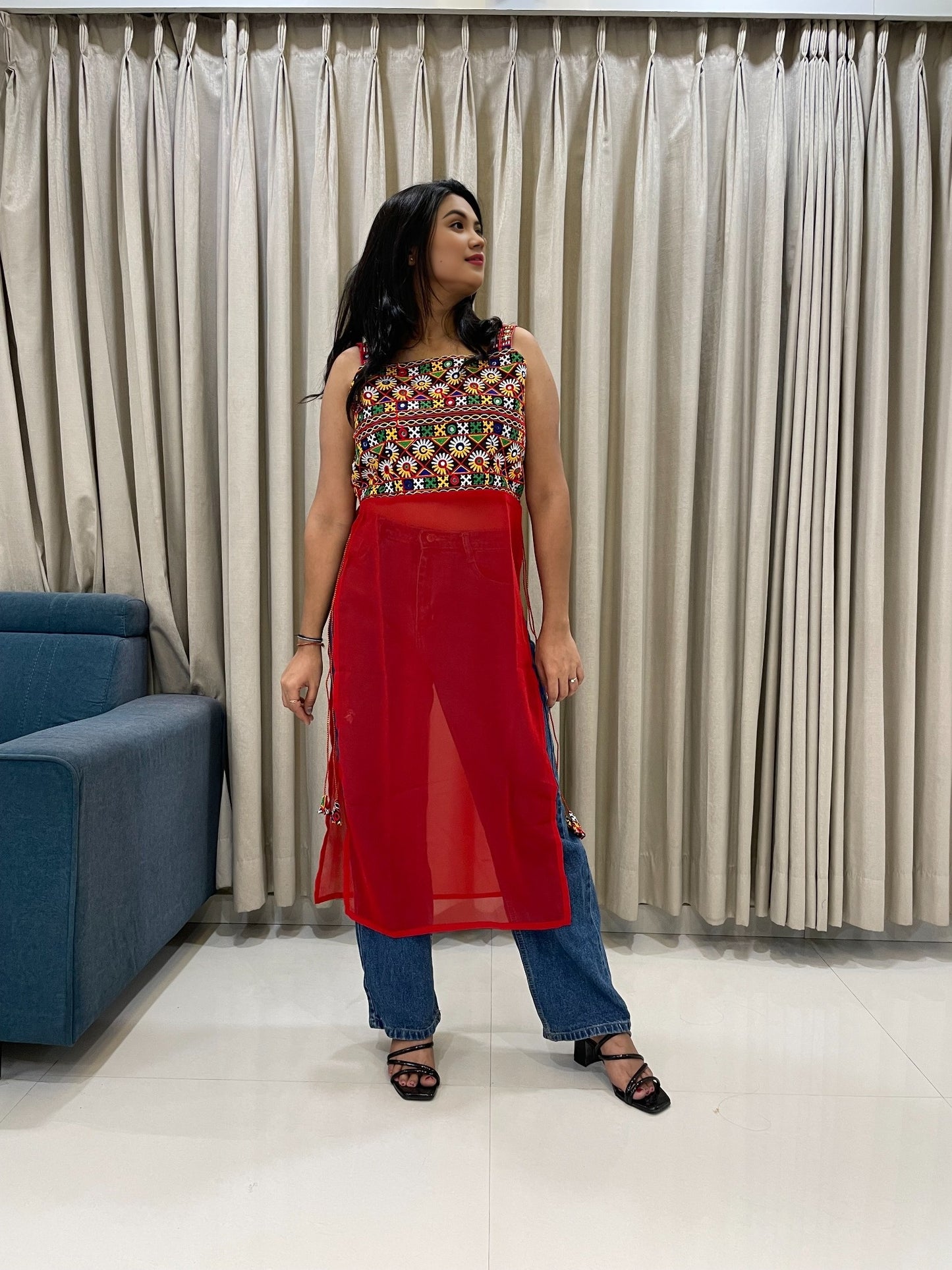 Navratri Special Embroidered Georgette Kurti for Women