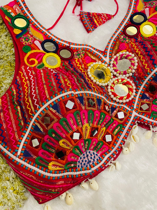 Designer Embroidered Navratri Blouse – Mirror Work Choli