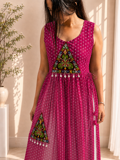 BALADA Women's Premium Georgette Navratri Kurti – Designer Sleeveless Festive Kurti for Women & Girls