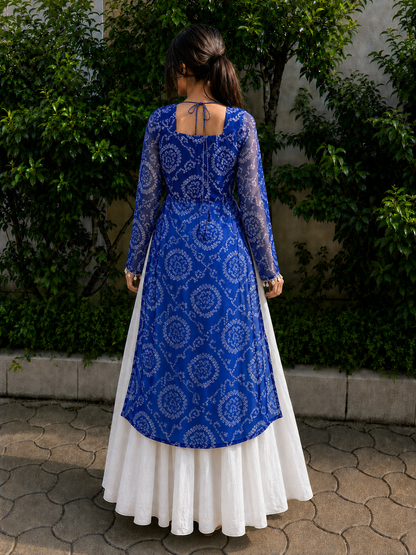 BALADA Women's Premium Georgette Navratri Kurti | Designer Long Sleeve Festive Kurti